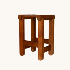 Sgabello in teak massiccio ispirato a Pierre Chapo, Stati Uniti, anni ’60.
