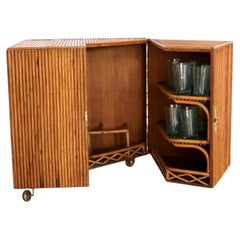 A rattan corner bar, Italy, 1970s.