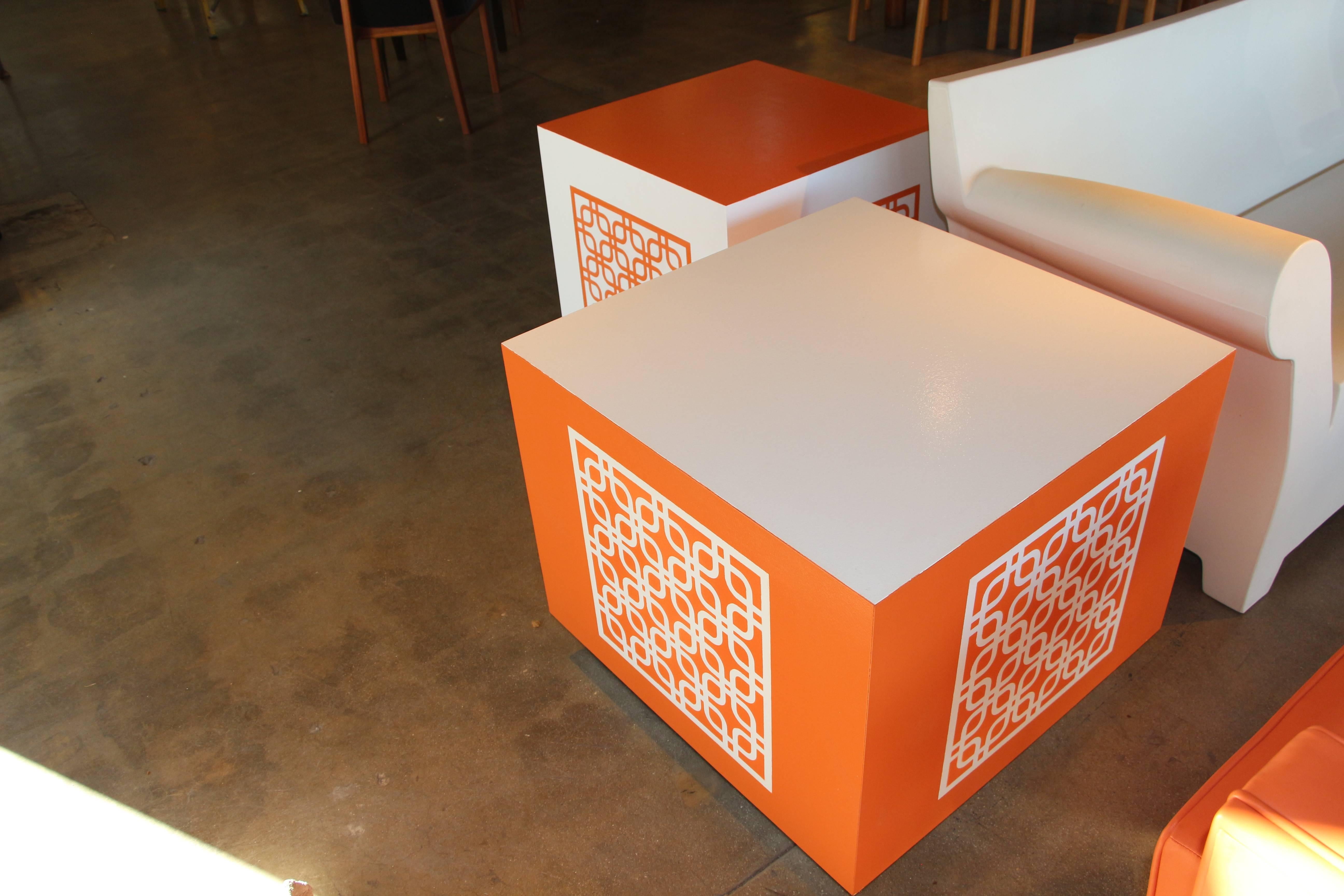 American Hand-Painted Cubes or End Tables