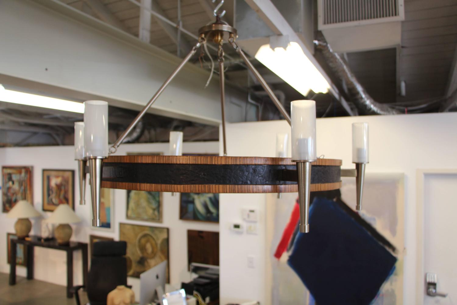 Zebra Wood Ceiling Fixture or Chandelier For Sale at 1stdibs