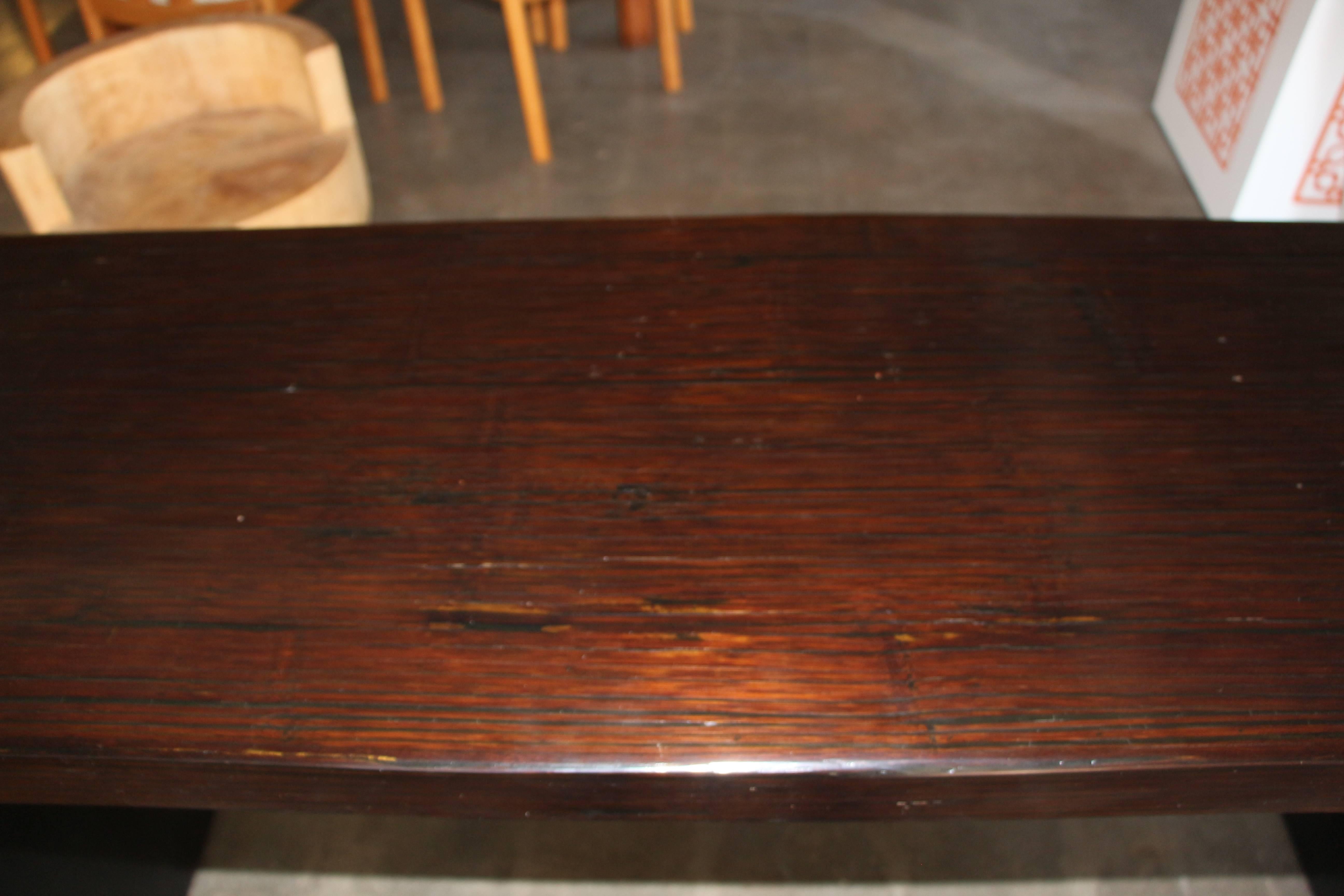 Chinese Beautifully Grained Brown Console probably bamboo veneered For Sale