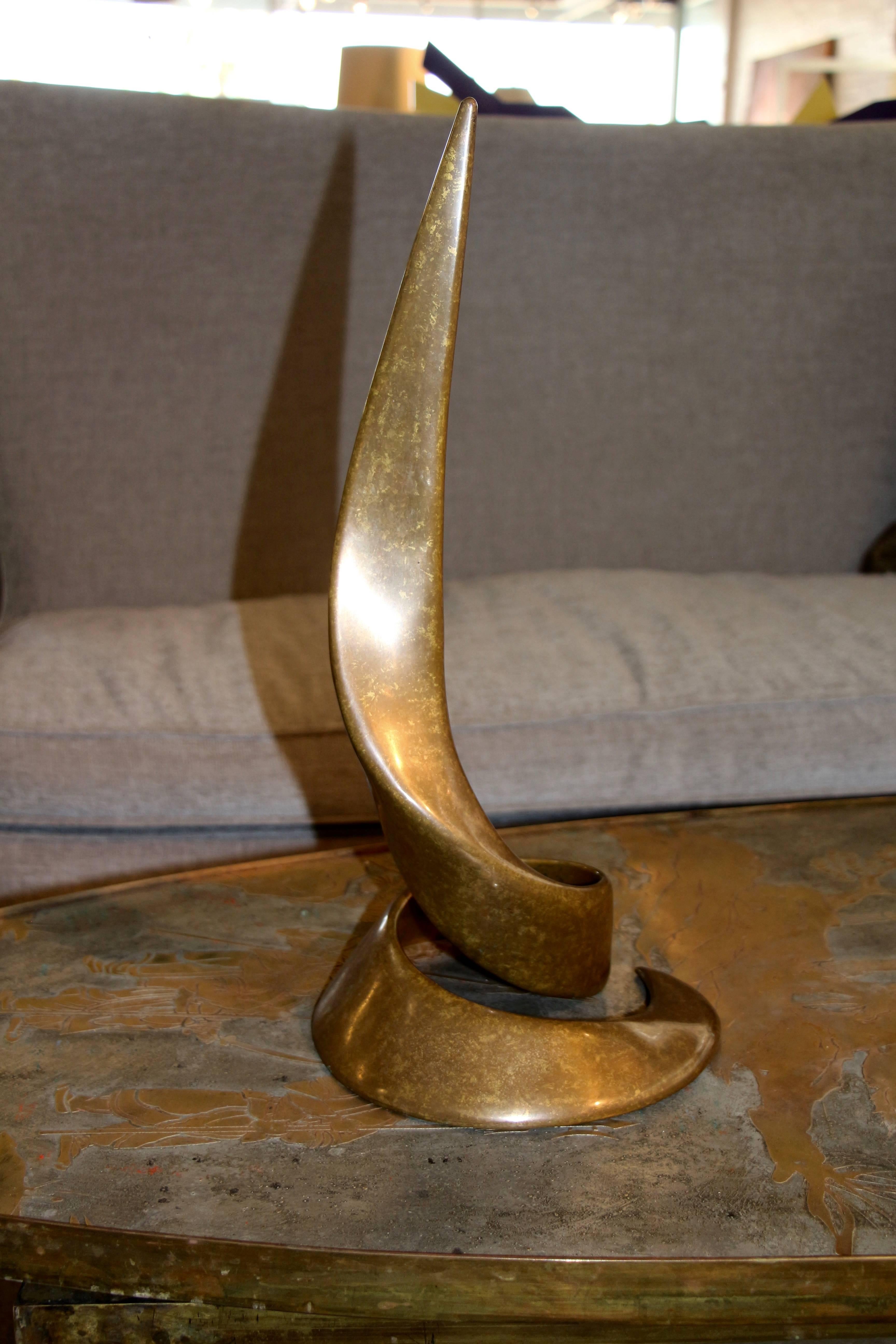 Beautiful Swirling Curl Bronze by Bill Keating Dated 1983 In Good Condition For Sale In Palm Springs, CA