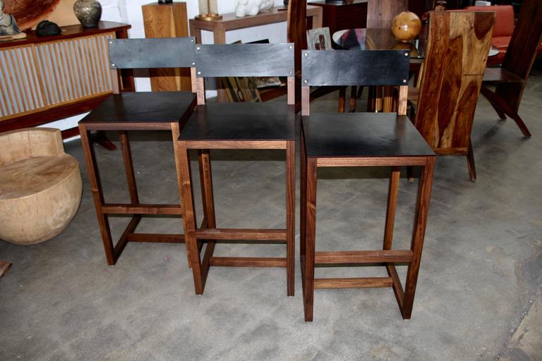 Bddw Wood And Leather Barstools At 1stdibs I Believe These Are Out Of The Bddw S Elgin Line And They Very Elegant Gently