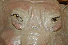 Elephant with a Cane Sculpture Signed and Dated 1984