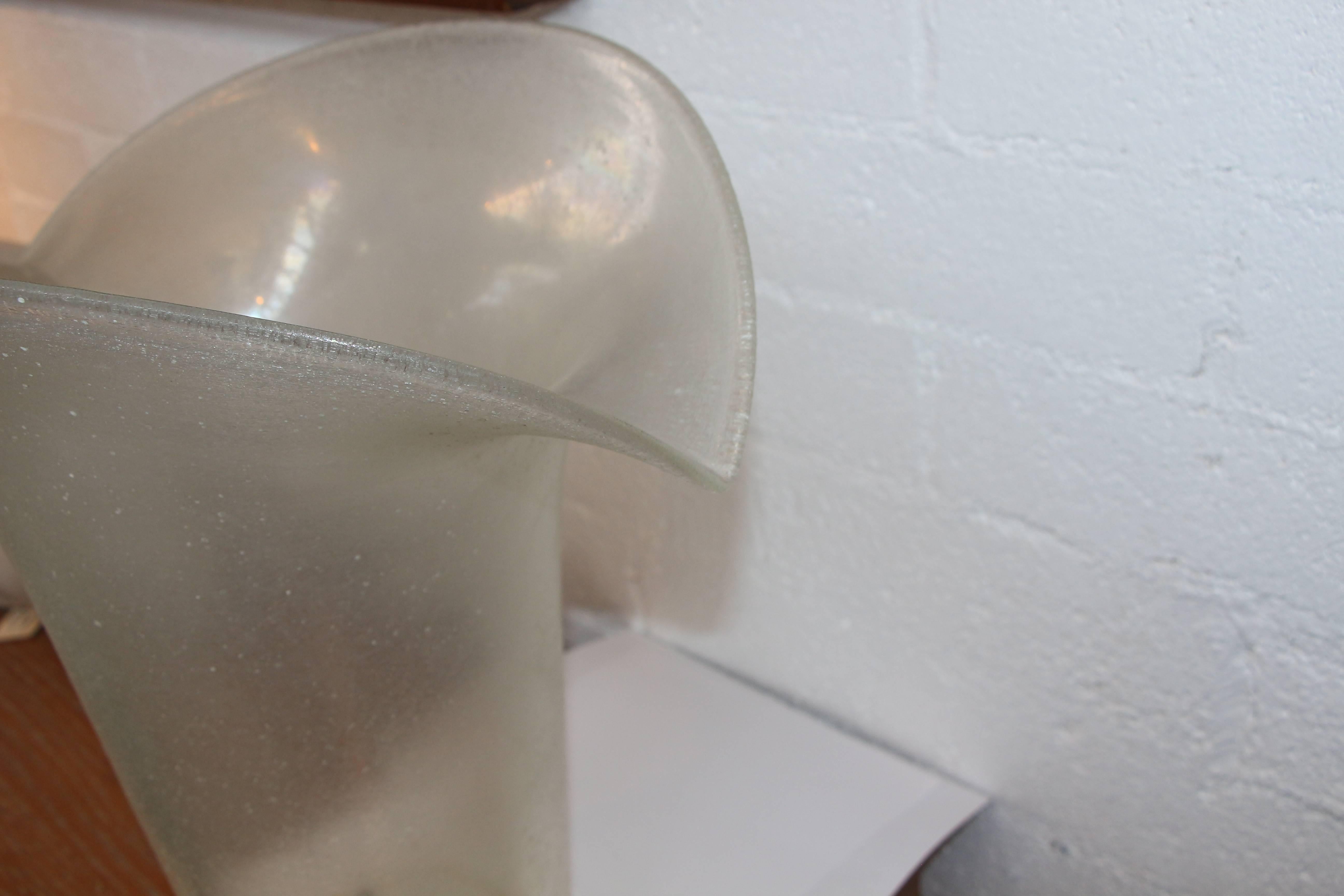 20th Century Large Flared Handblown Glass Vase with a Corroso or Scale Finish For Sale