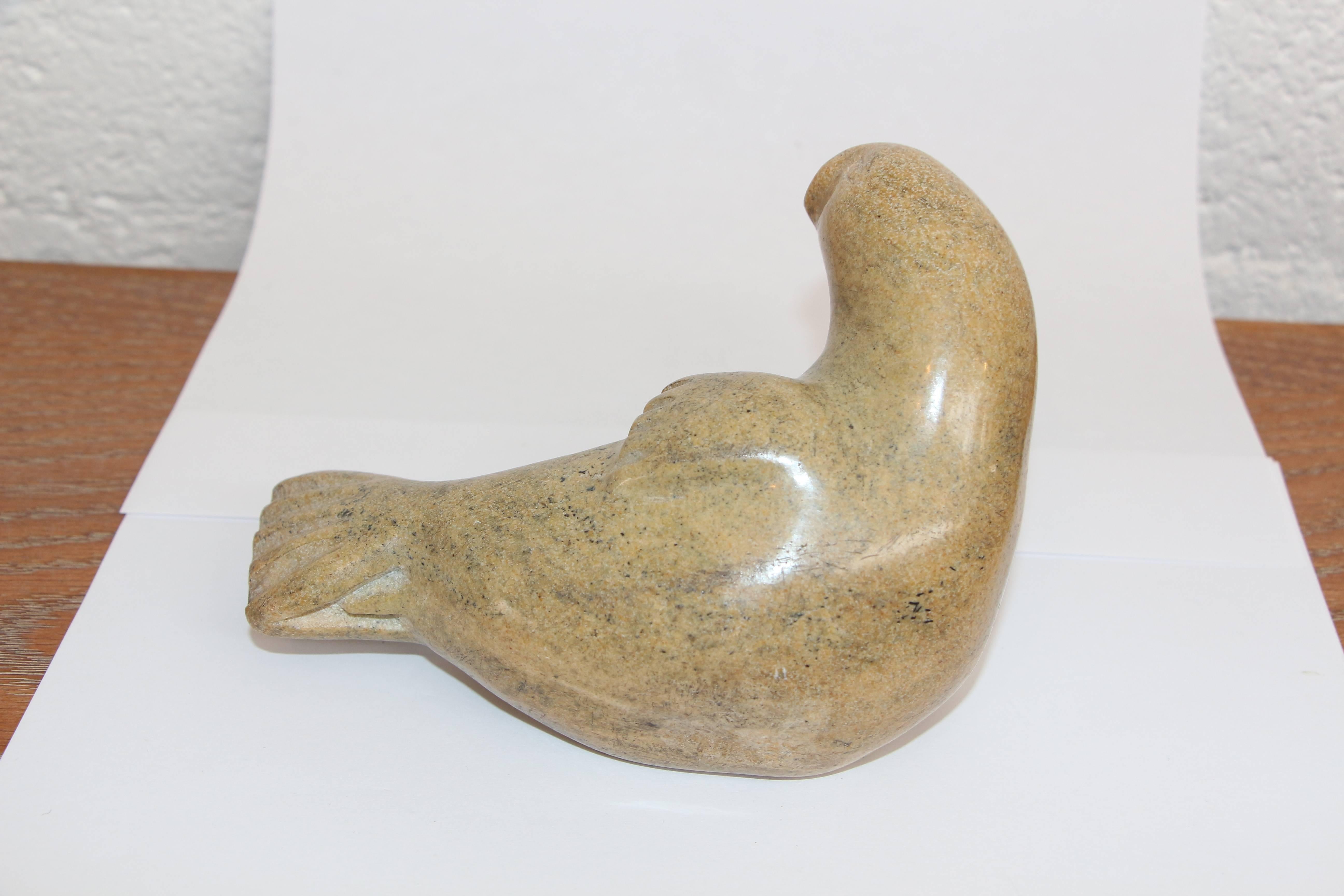 Two Eskimo or Inuit Carvings of a Walrus and a Seal In Good Condition In Palm Springs, CA