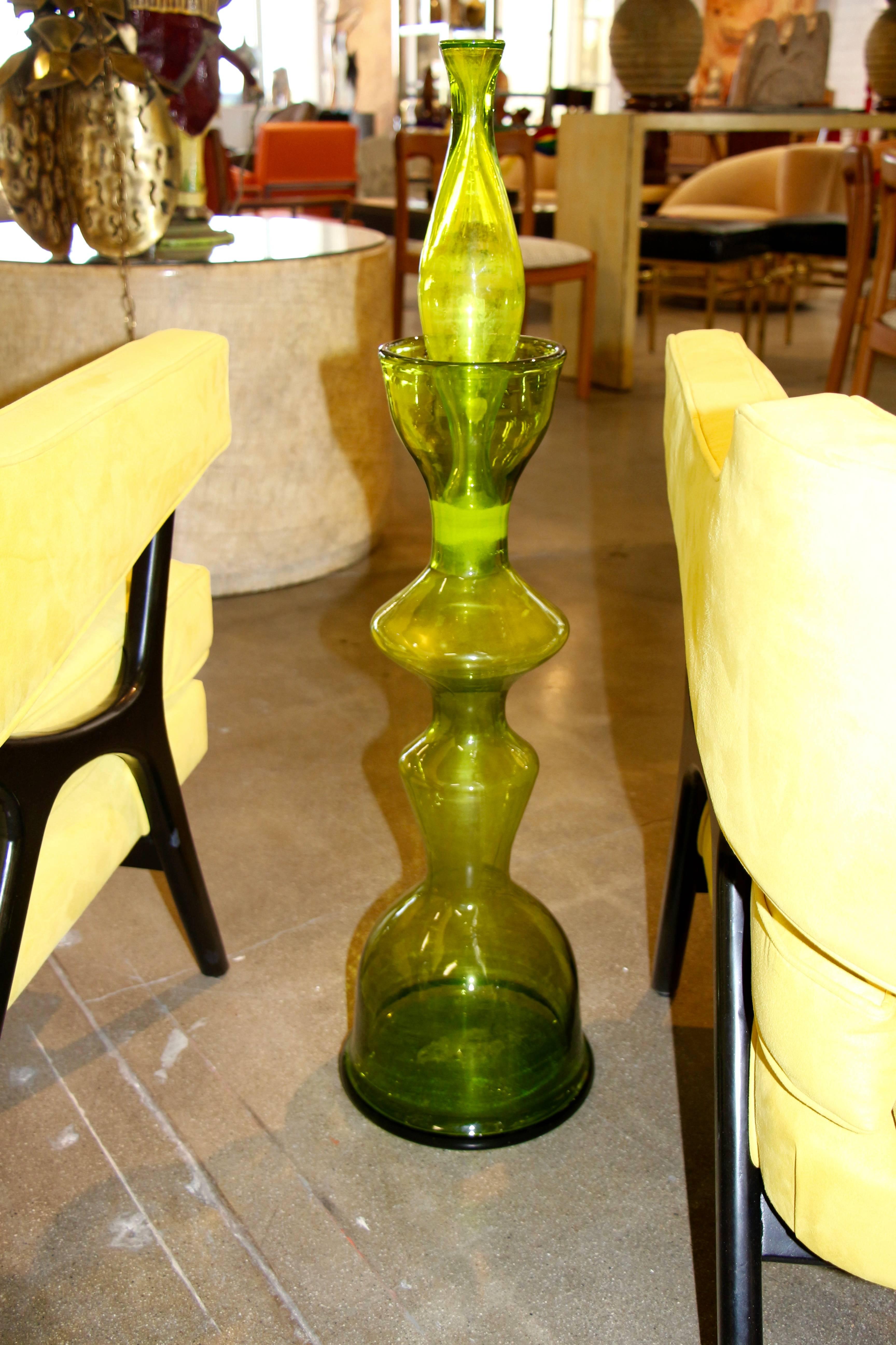 Great Large Wayne Husted for Blenko Decanter Architectural Series 1