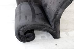 Unusual Curled Front Leg Chairs on Wood Feet