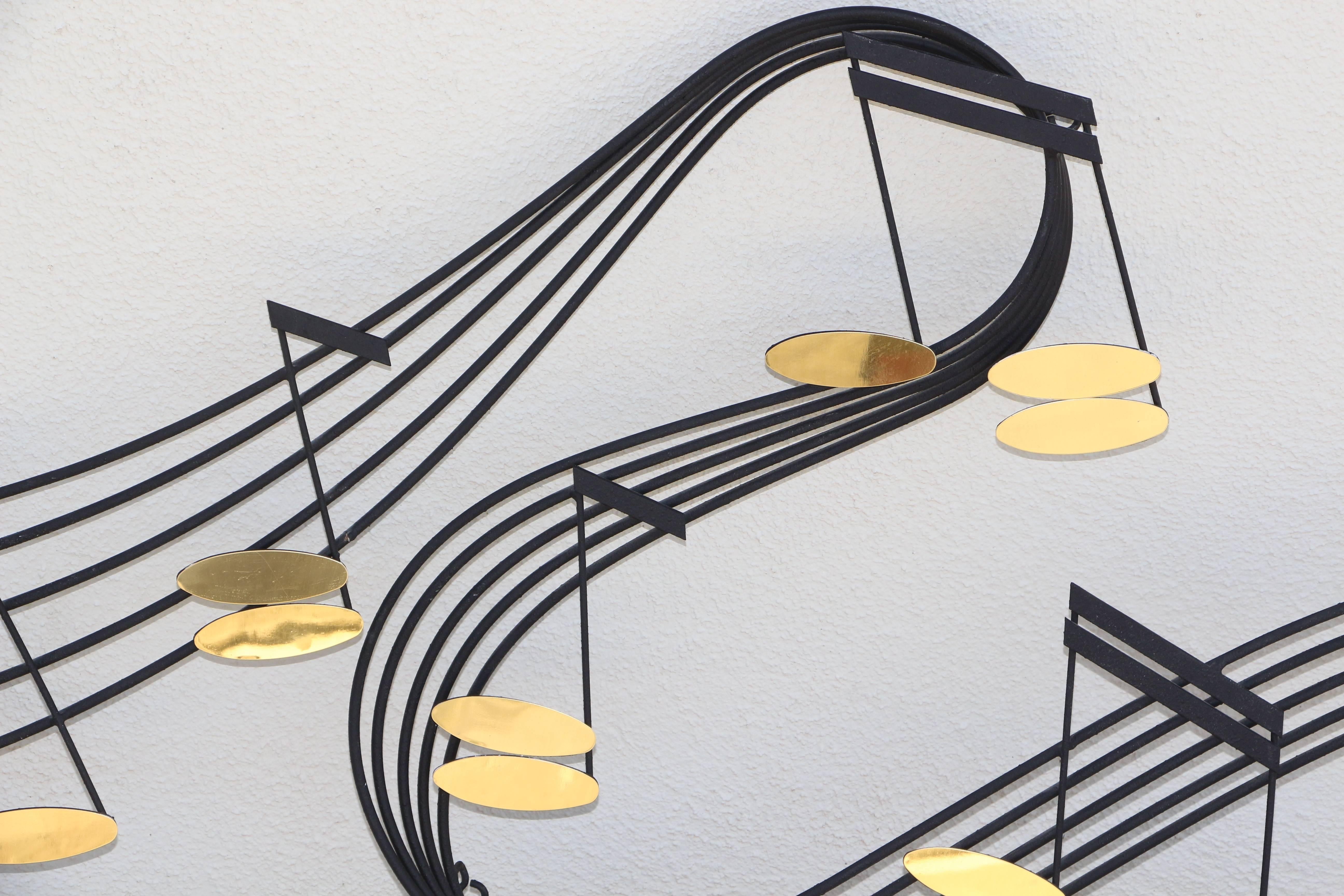 Large Curtis Jere Music Notes Wall Sculpture Signed, Dated 1991 In Good Condition In Palm Springs, CA