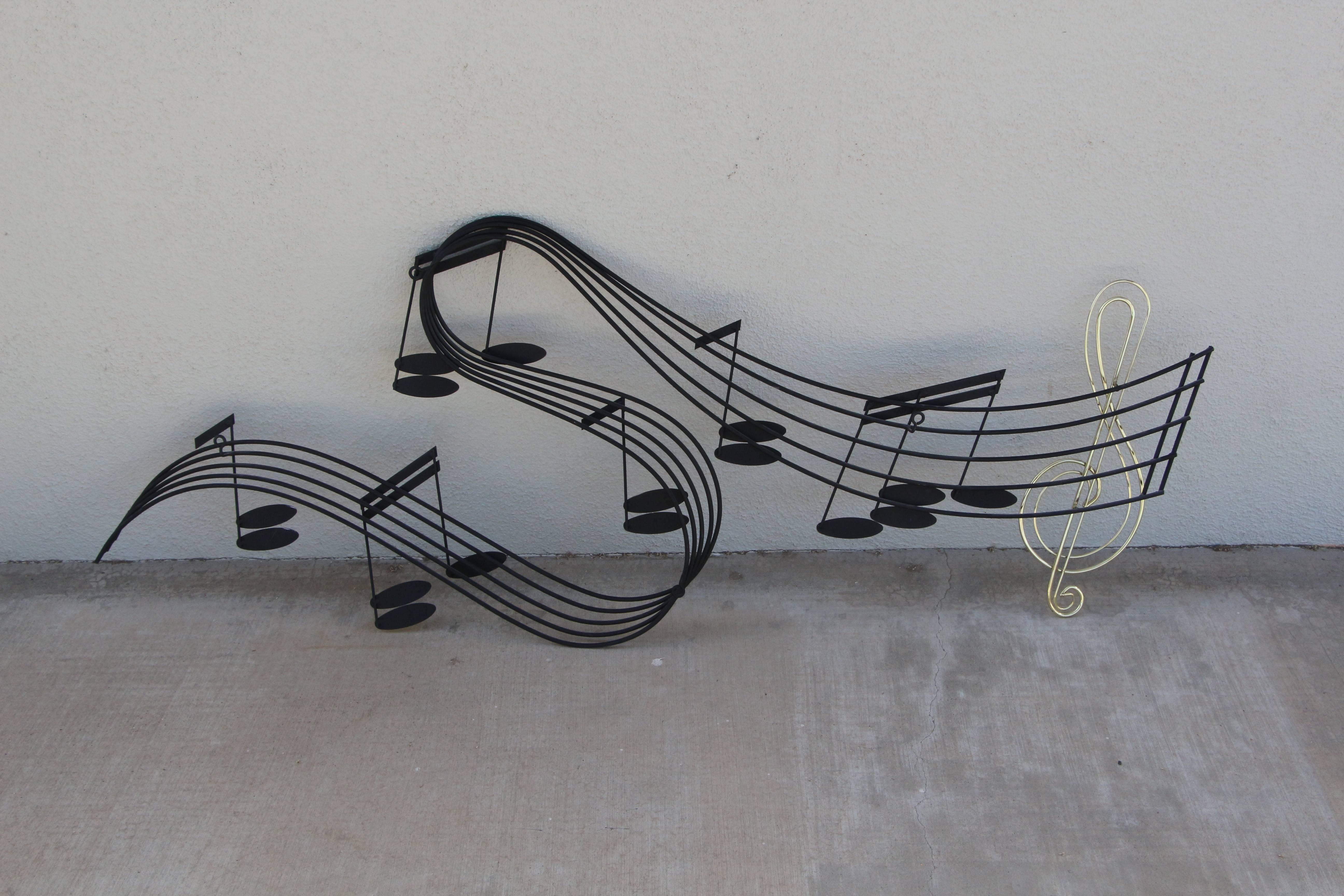 20th Century Large Curtis Jere Music Notes Wall Sculpture Signed, Dated 1991