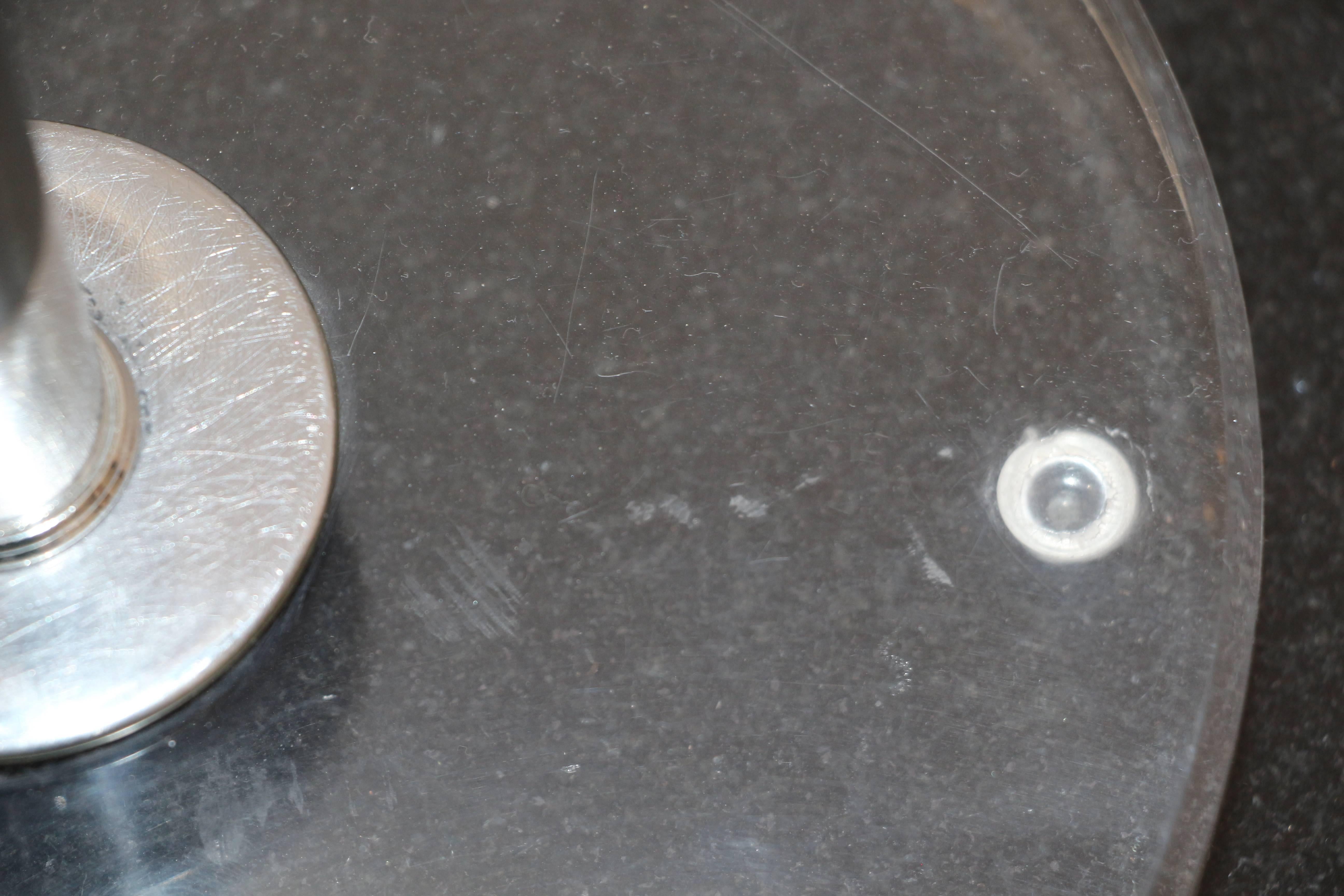 20th Century Silver Plated Flute Lame with Lucite Base