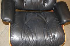 Classic Eames Black Leather 670 Chair and 671 Ottoman with Labels