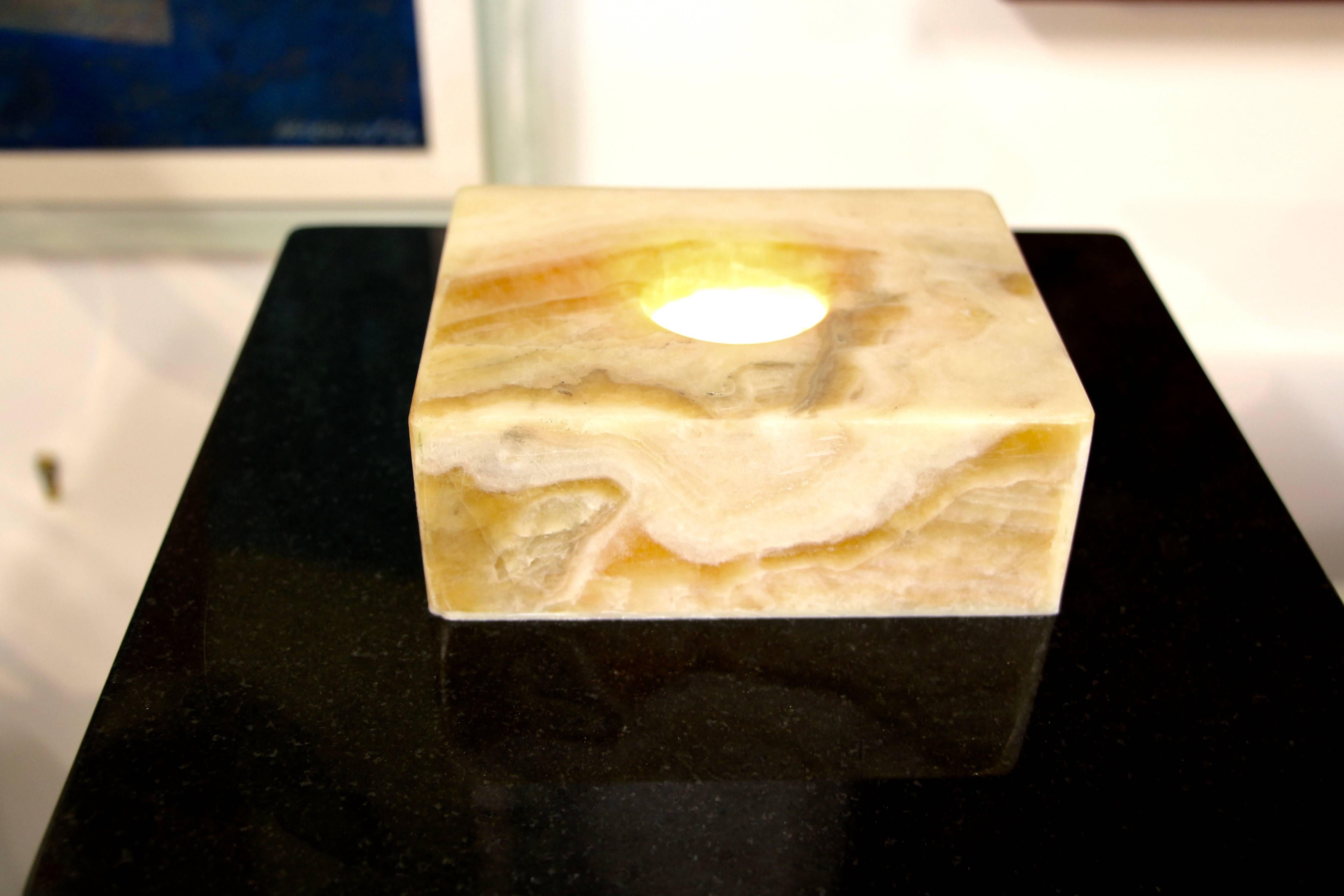 Hand-Crafted Artisan Granite and Onyx Lamp For Sale
