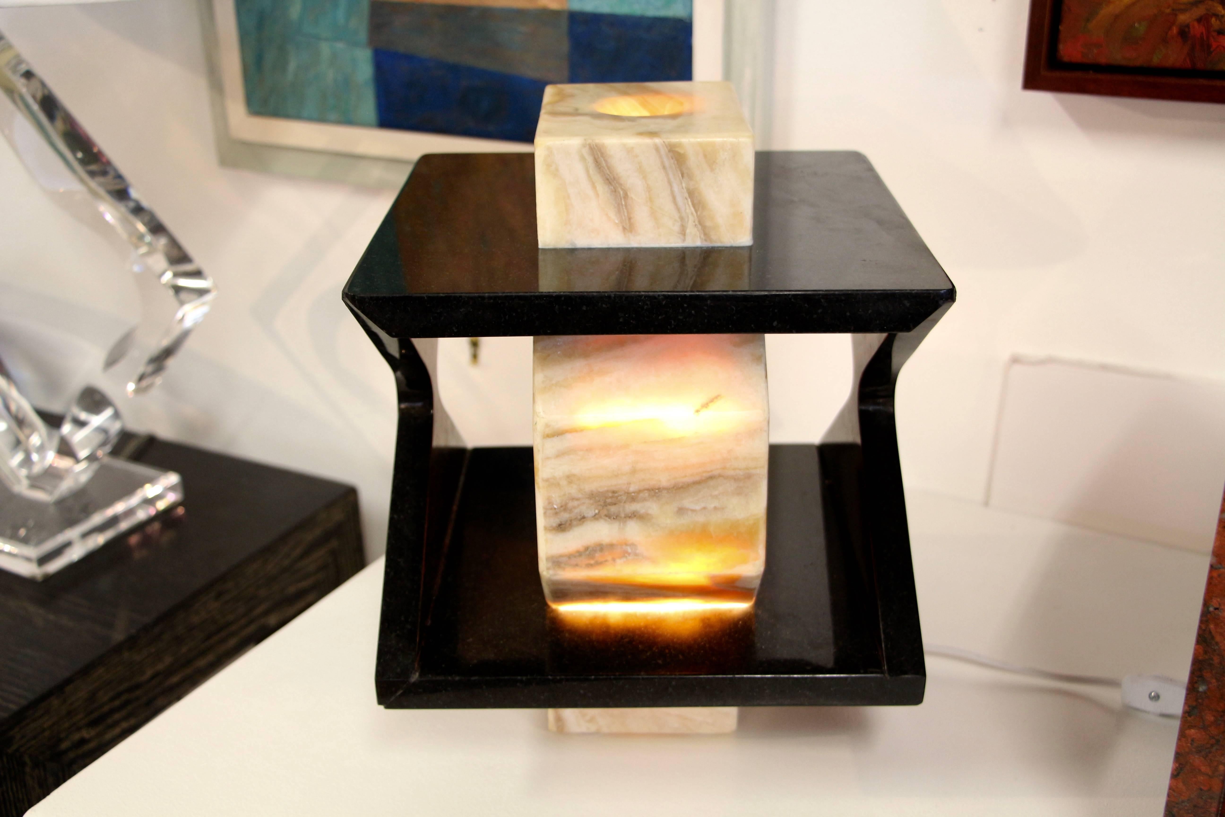 Artisan Granite and Onyx Lamp For Sale 2