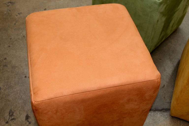 Three German Himolla Cube Ottomans at 1stDibs