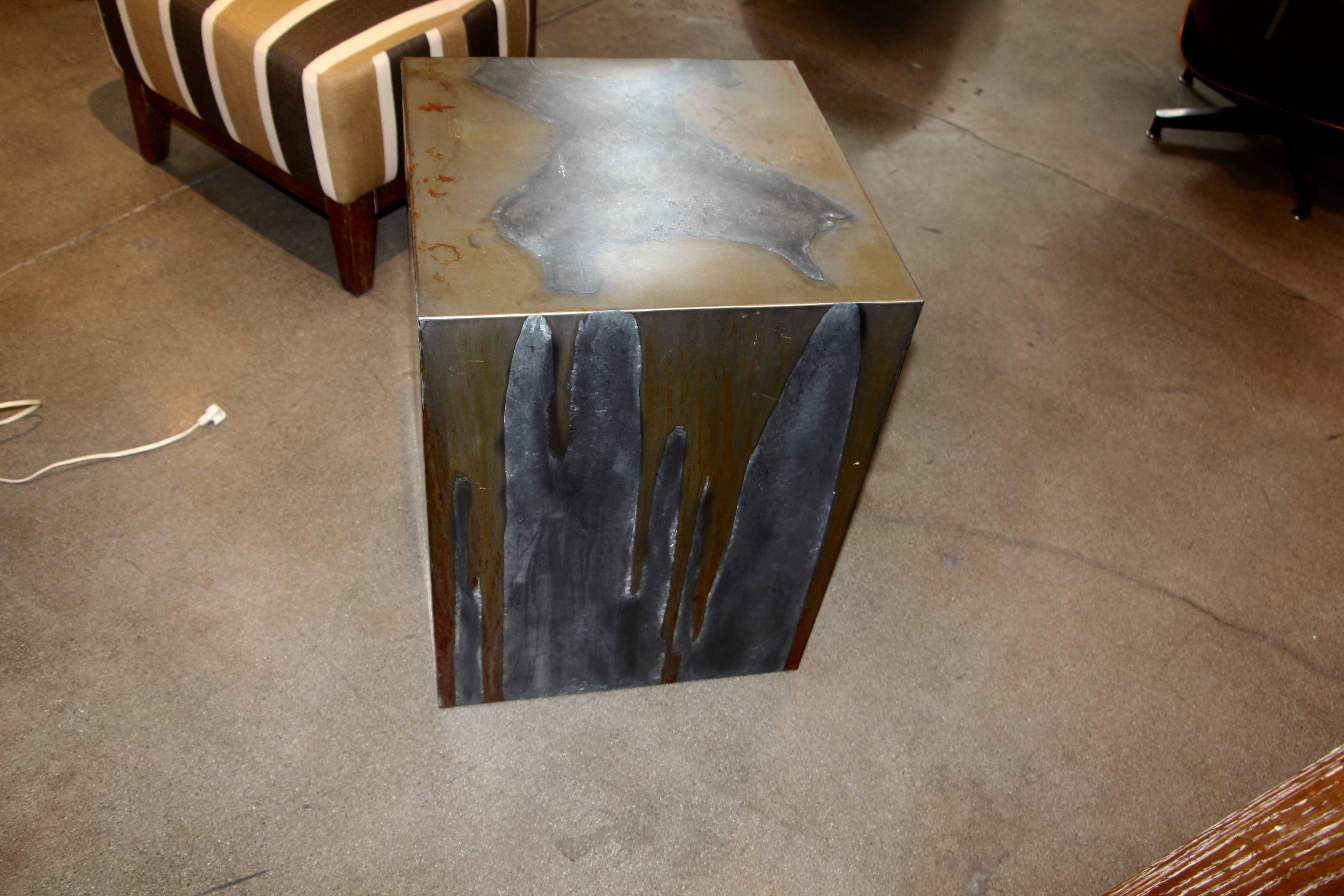 20th Century Zinc and Metal Cube Table or Pedestal