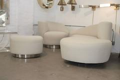 Vladimir Kagan Nautilus Sofa and Matching Chair and Ottoman