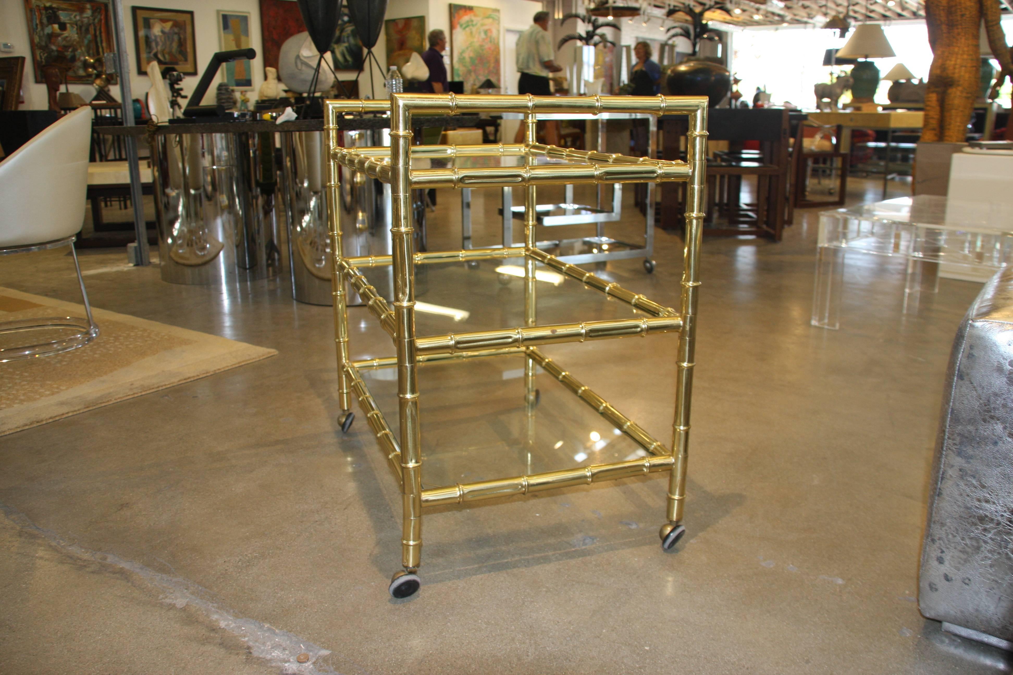 Beautiful Brass Faux Bamboo Bar Cart 2