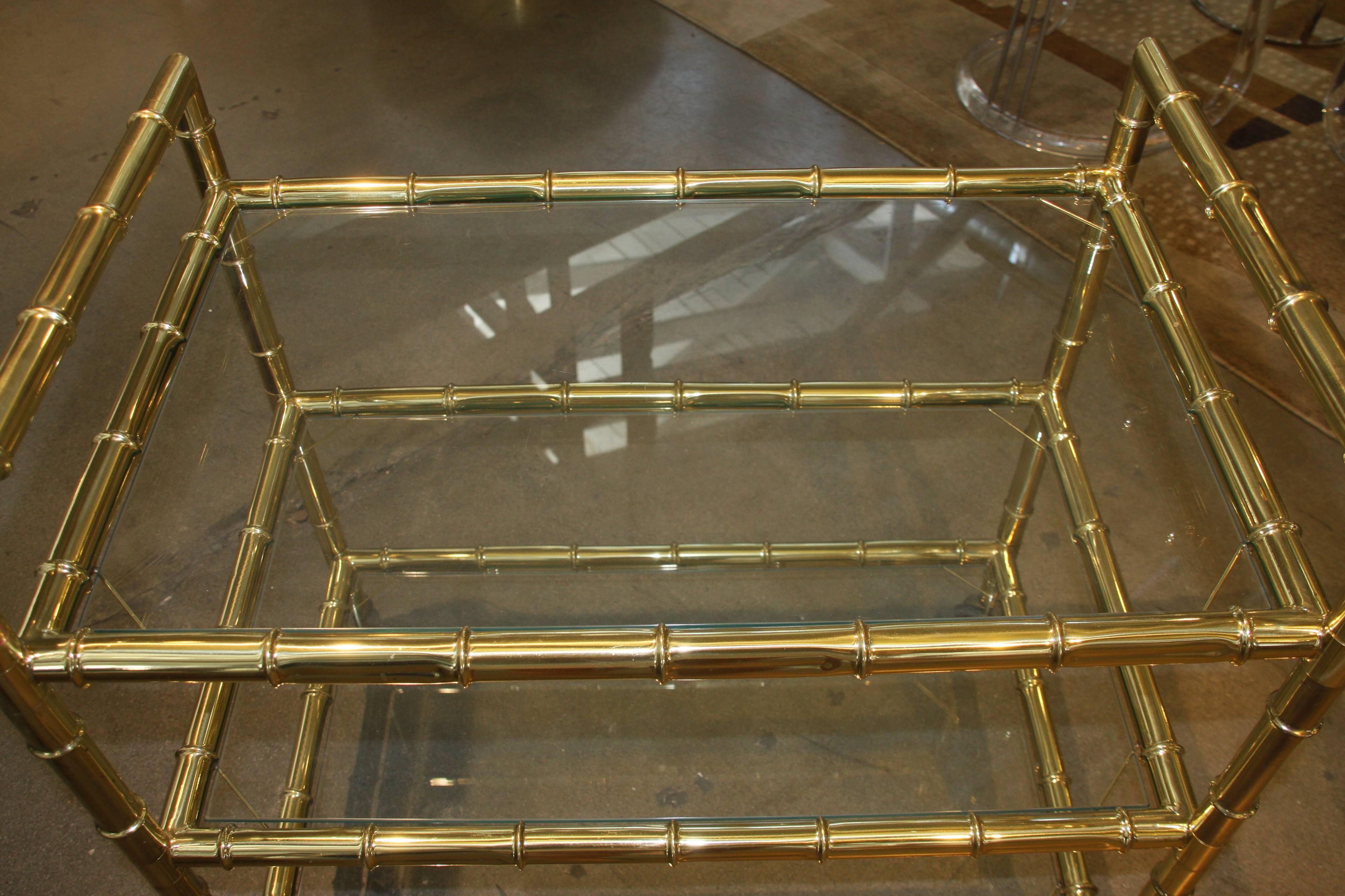 Beautiful Brass Faux Bamboo Bar Cart 4