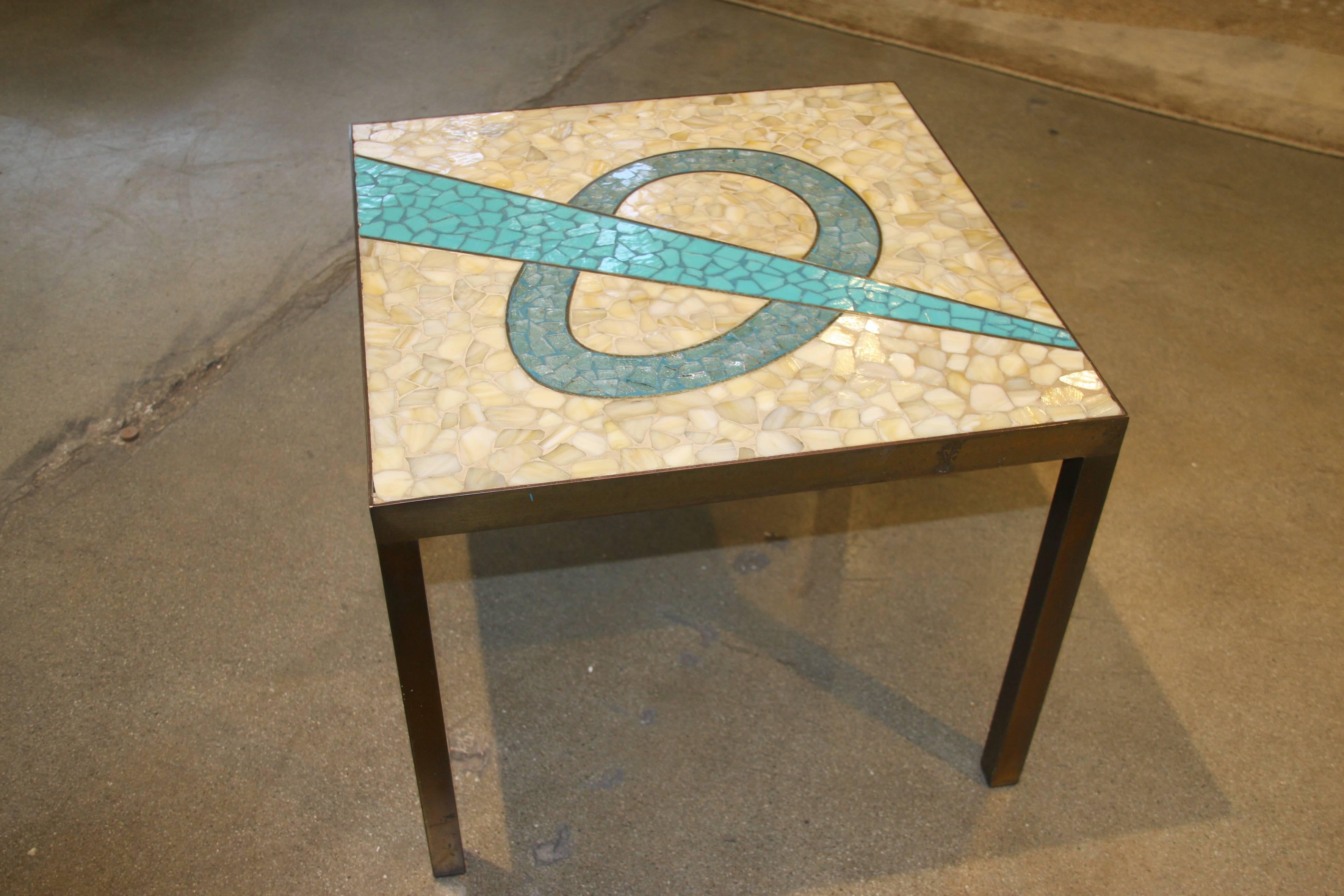 20th Century Nice Tile Top Table with a Bronze Patinated Frame