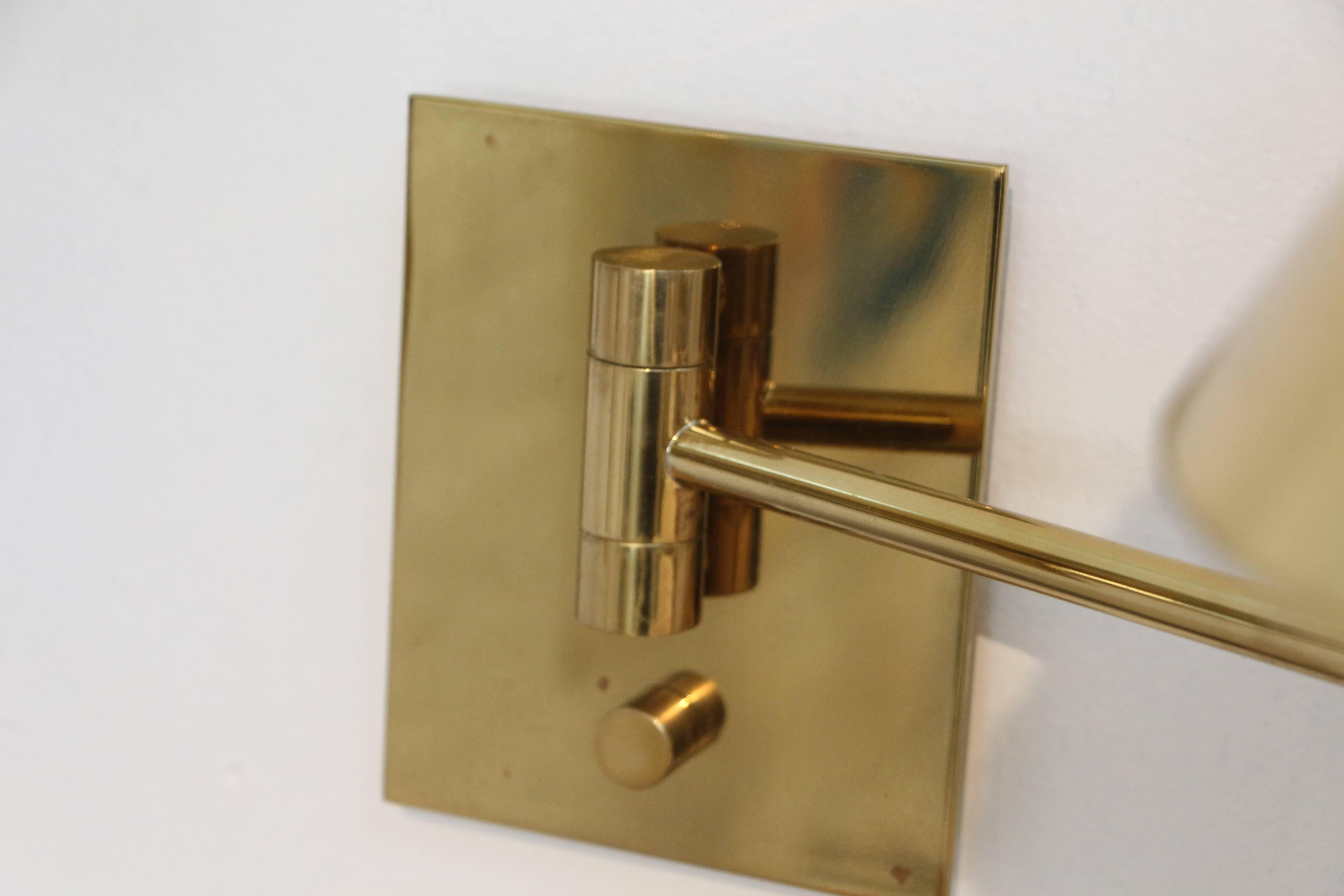 American Brass Articulated Sconces with Brass Shades by Casella Lighting