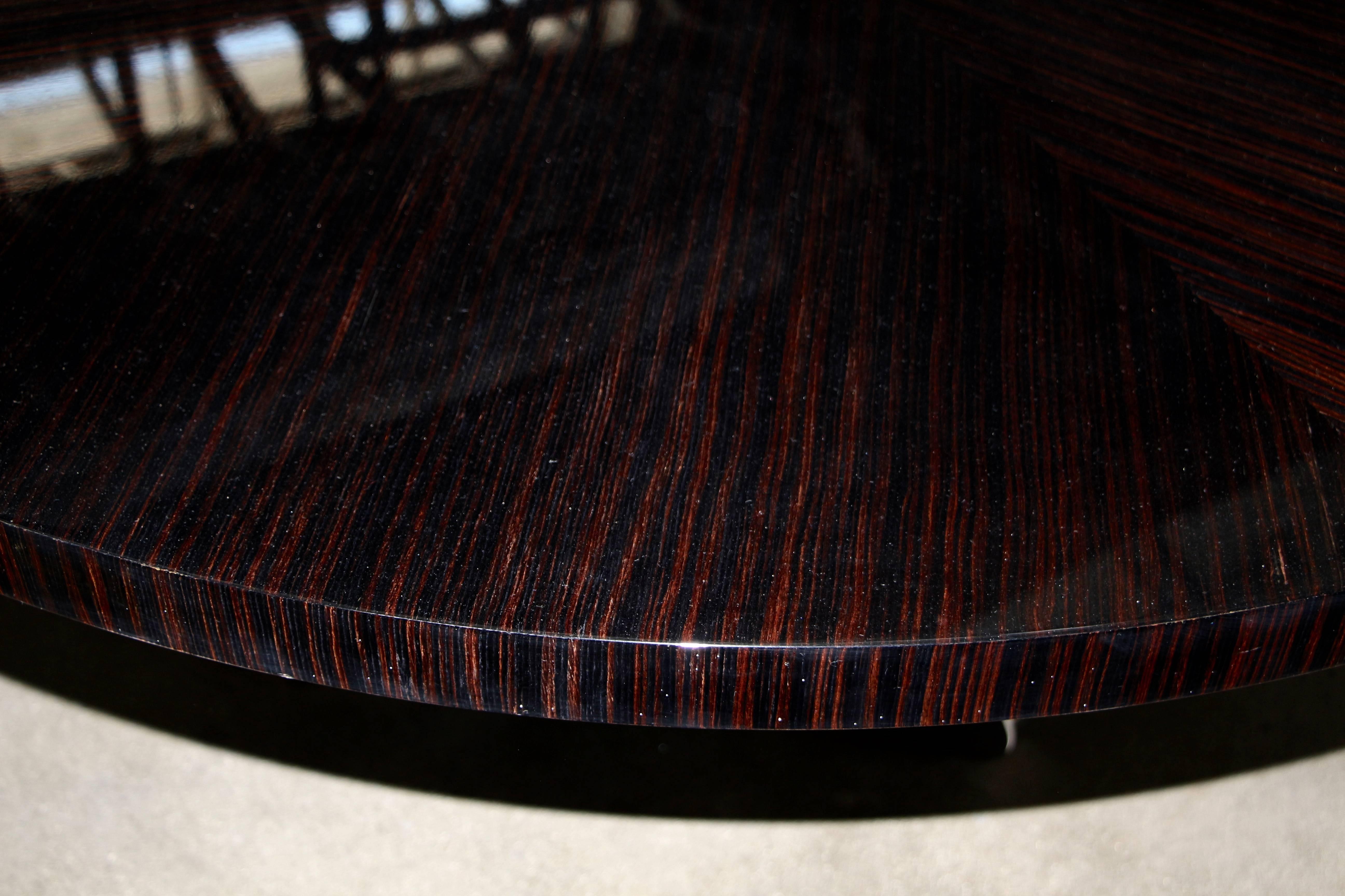 American John Boone Custom-Made Table Top of Macassar Ebony with John Lyle Stainless Base