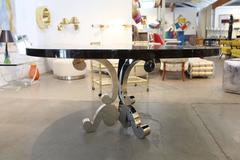 John Boone Custom-Made Table Top of Macassar Ebony with John Lyle Stainless Base