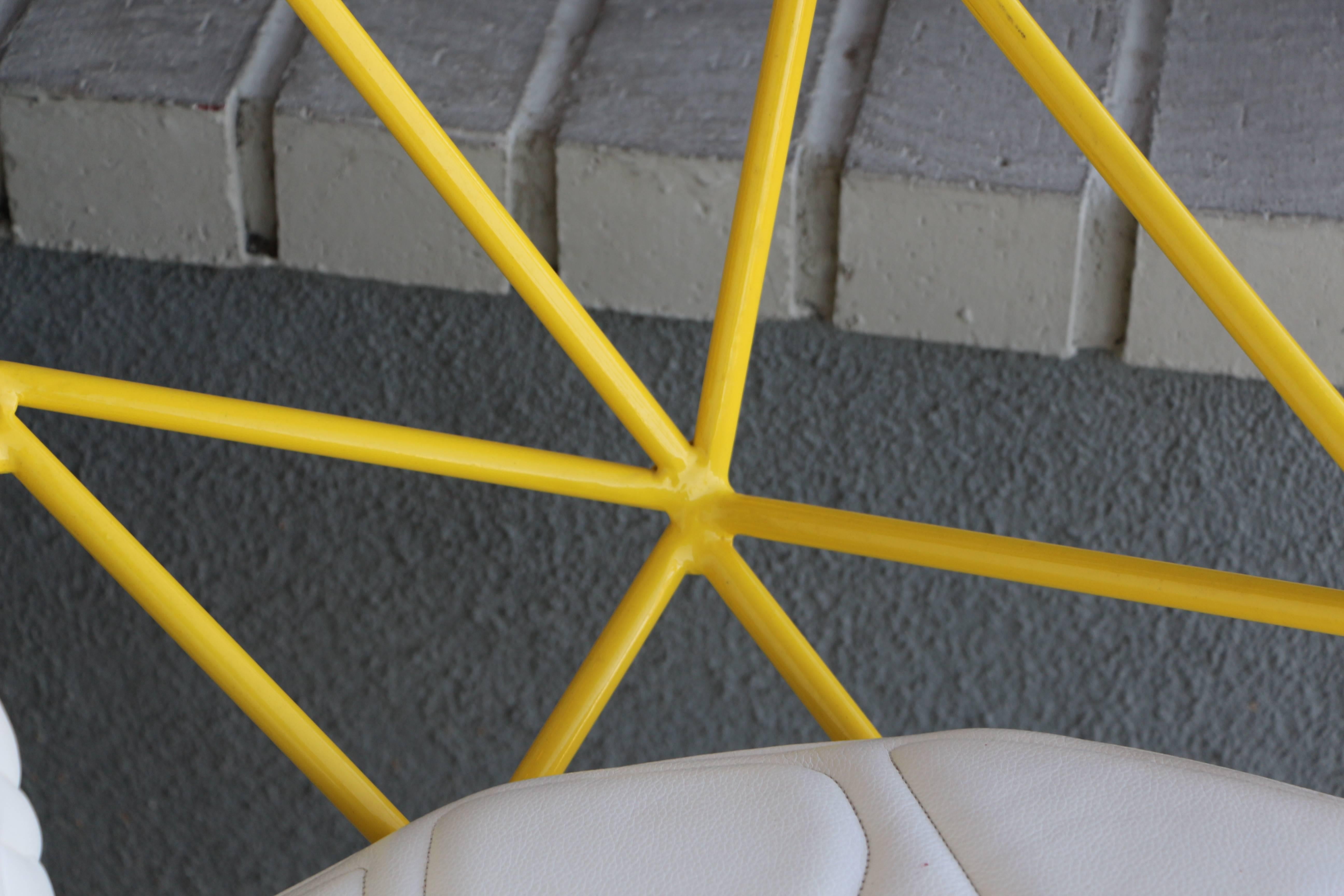 20th Century Custom Handmade Powder Coated Chair with Stylized Stitch Detail  Cushions