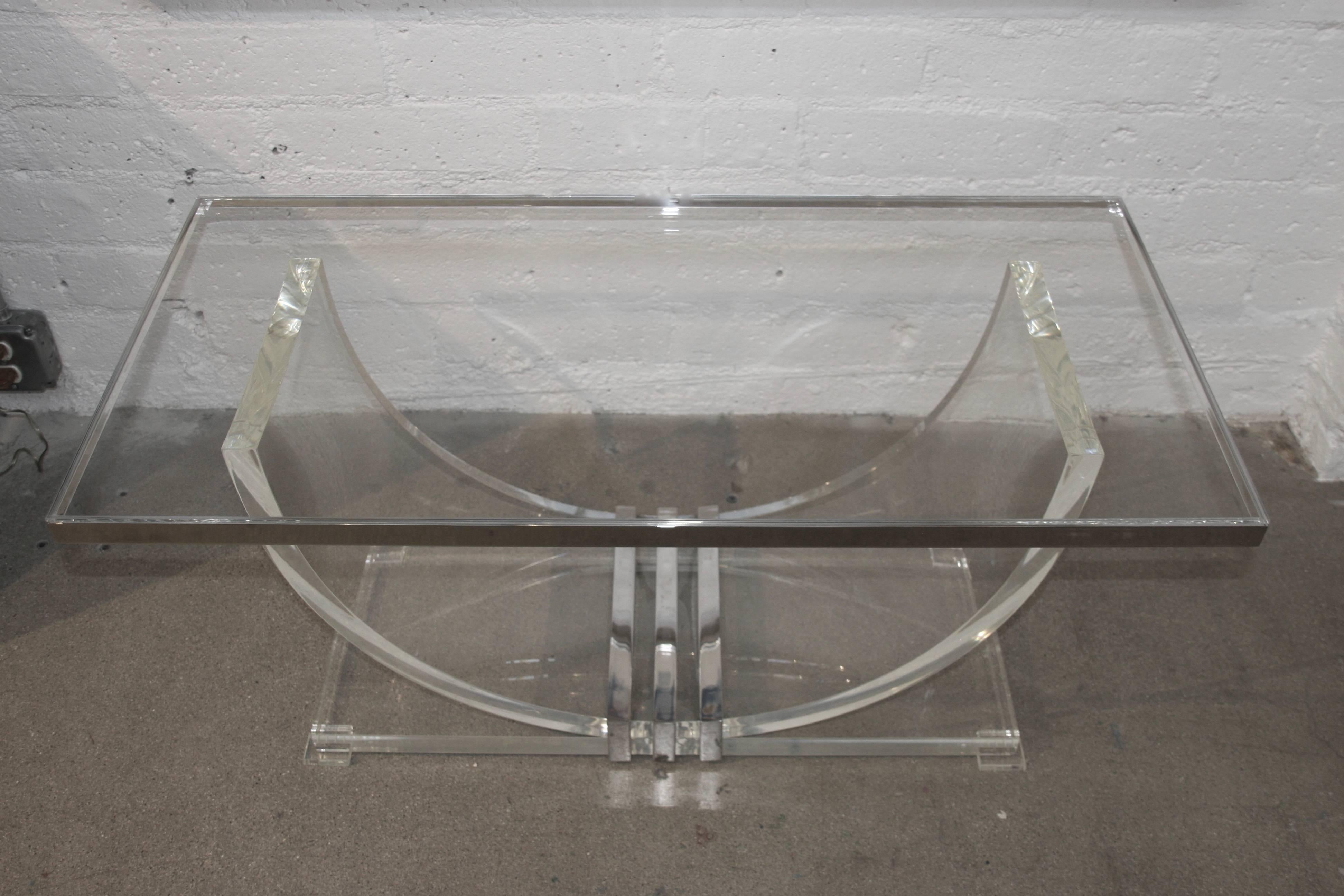 20th Century Lucite and Metal Top Table from the 1970s