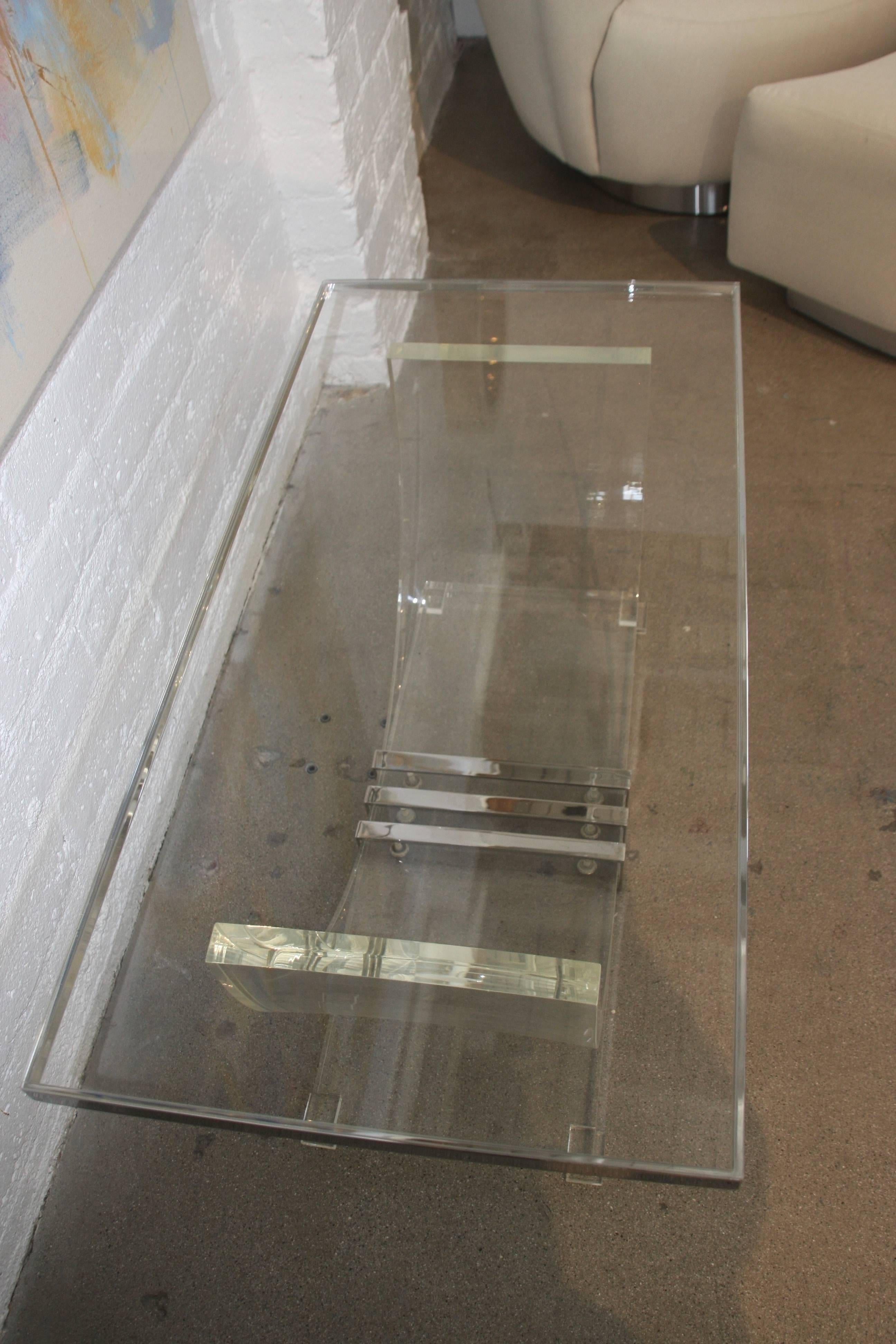 Lucite and Metal Top Table from the 1970s 1