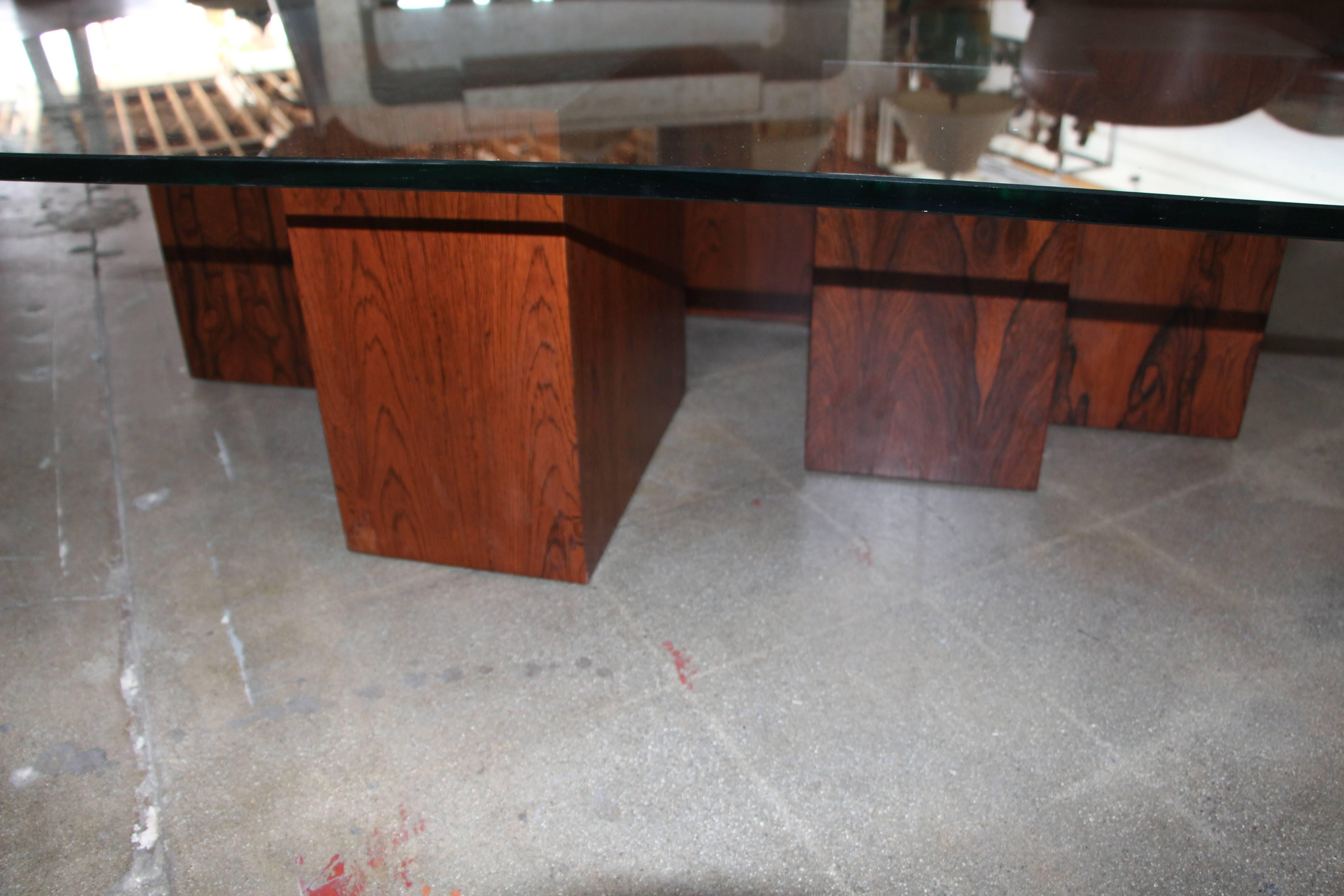 Stunning Rosewood Cube Coffee Table with Glass Top 3