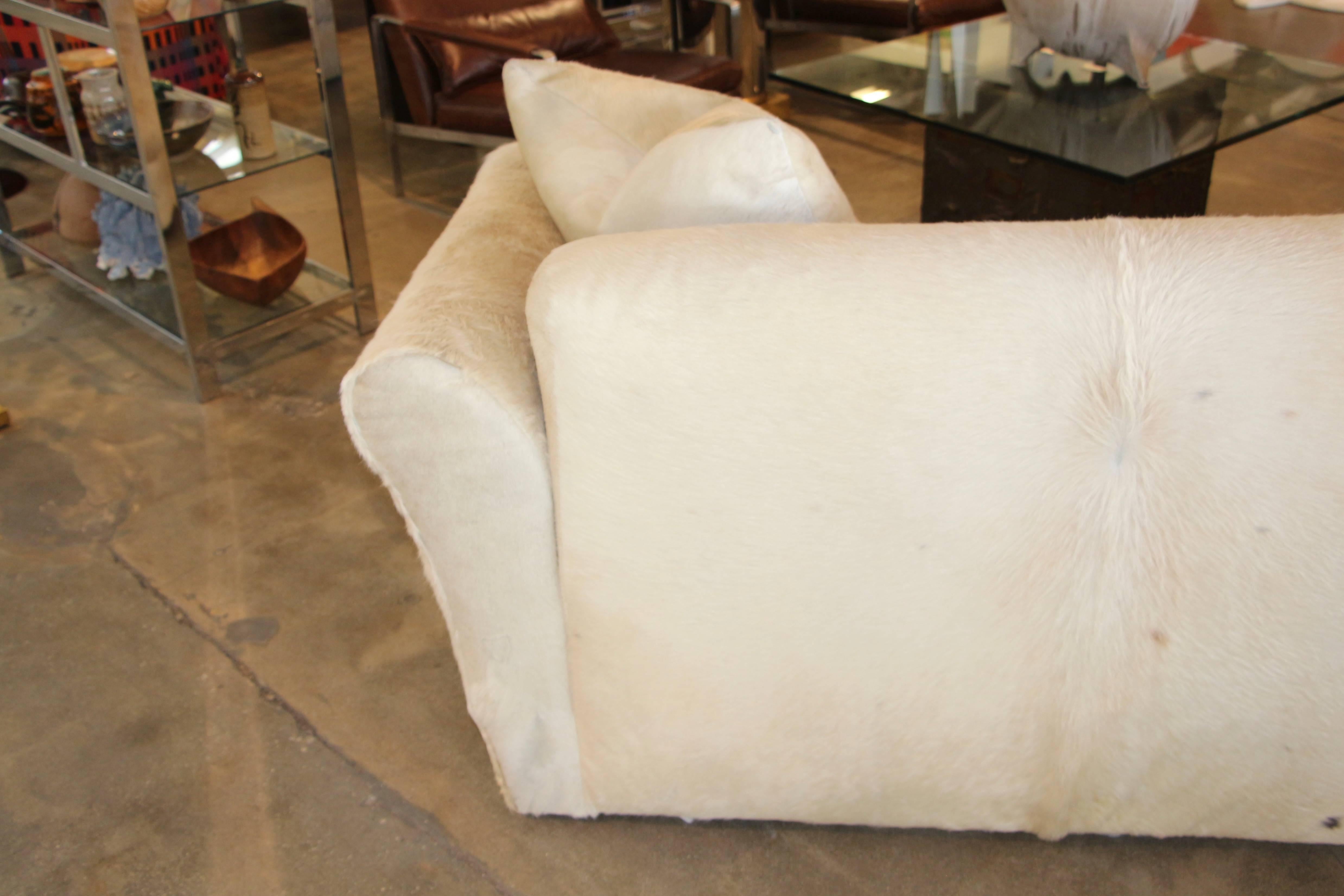 Steve Chase Attributed Cowhide Covered Curved Sofa, Pond Estate of Palm Springs 1