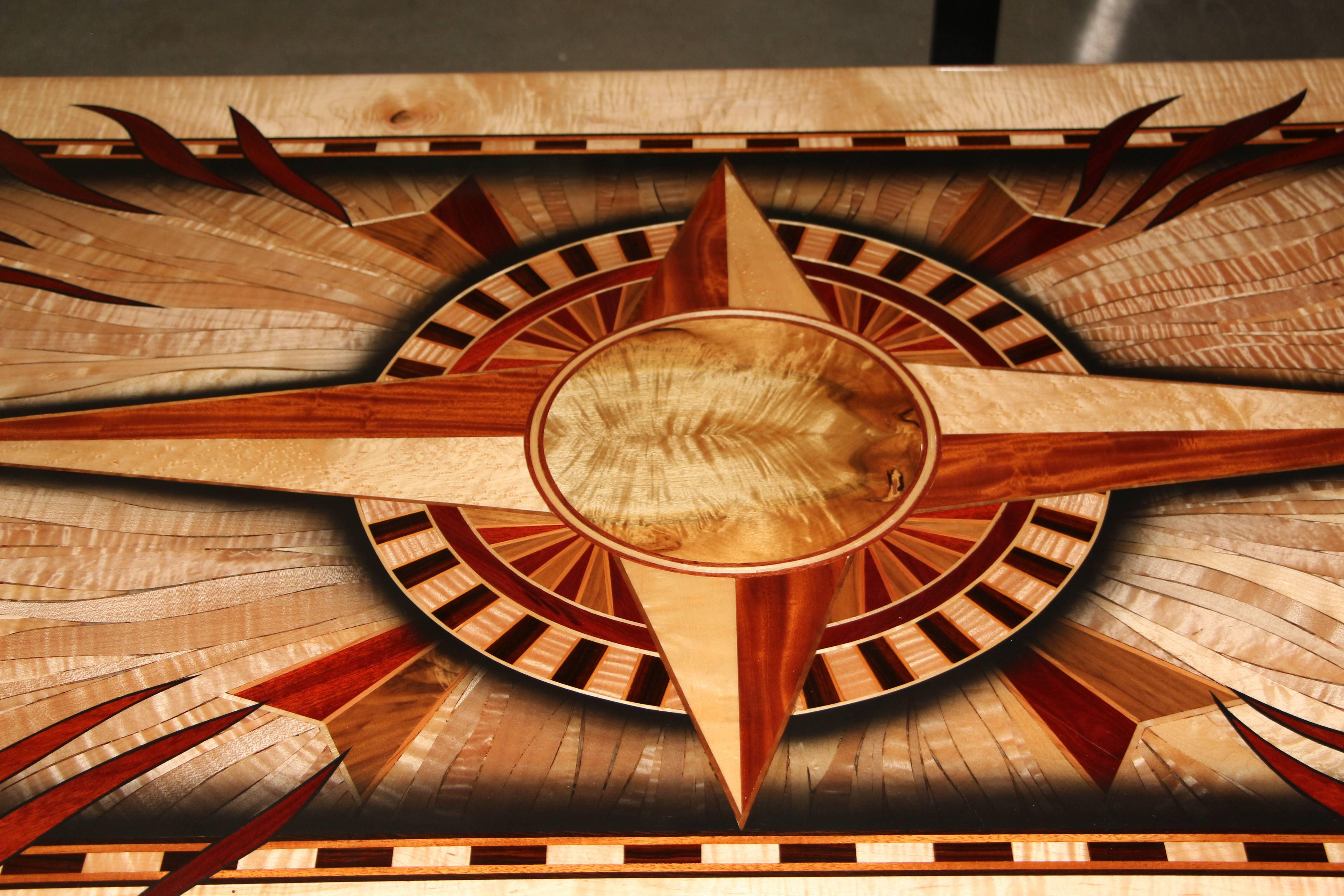 American Curtis Underwood Exotic Inlaid Cocktail Table