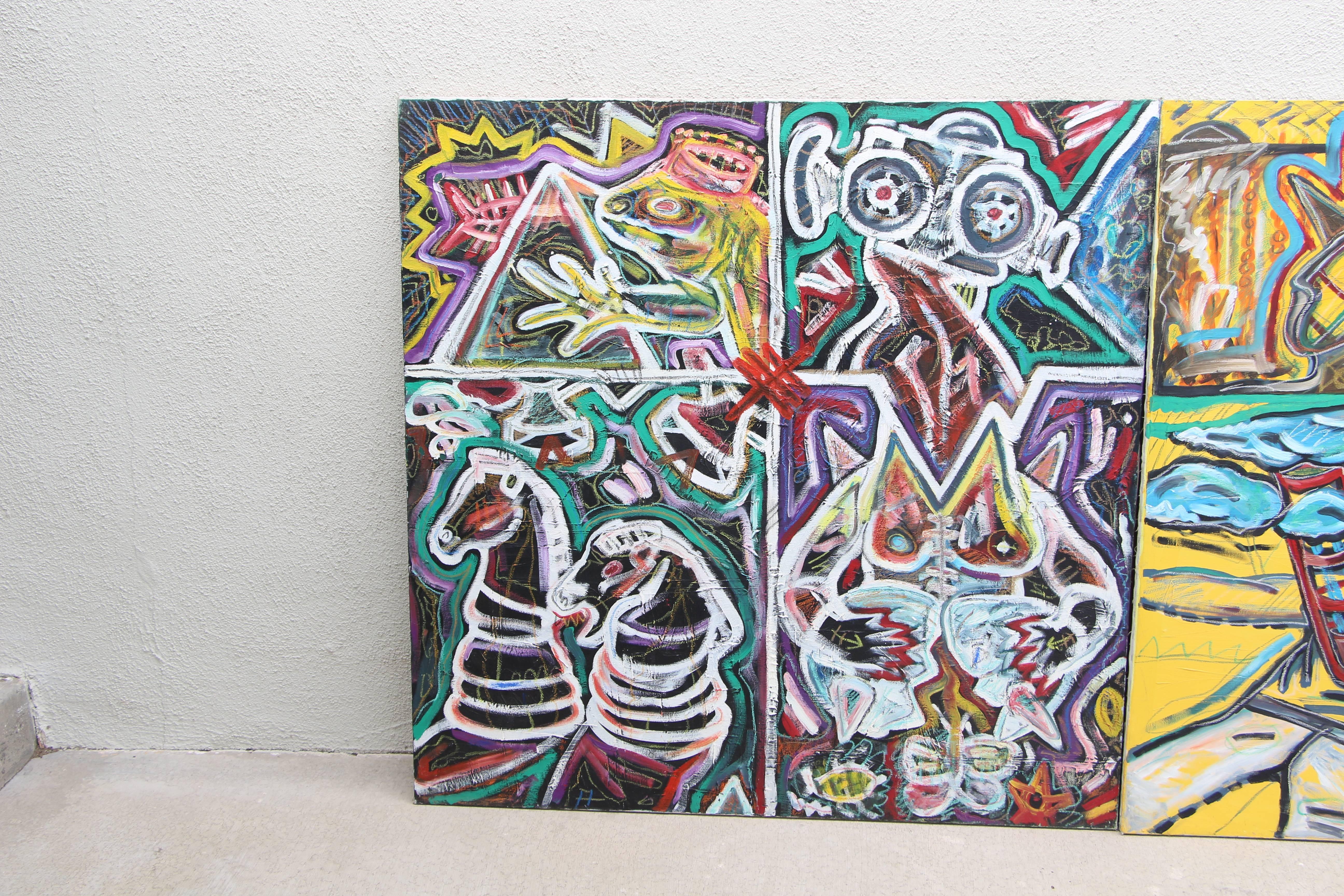 Challenging large triptych Graffiti  3