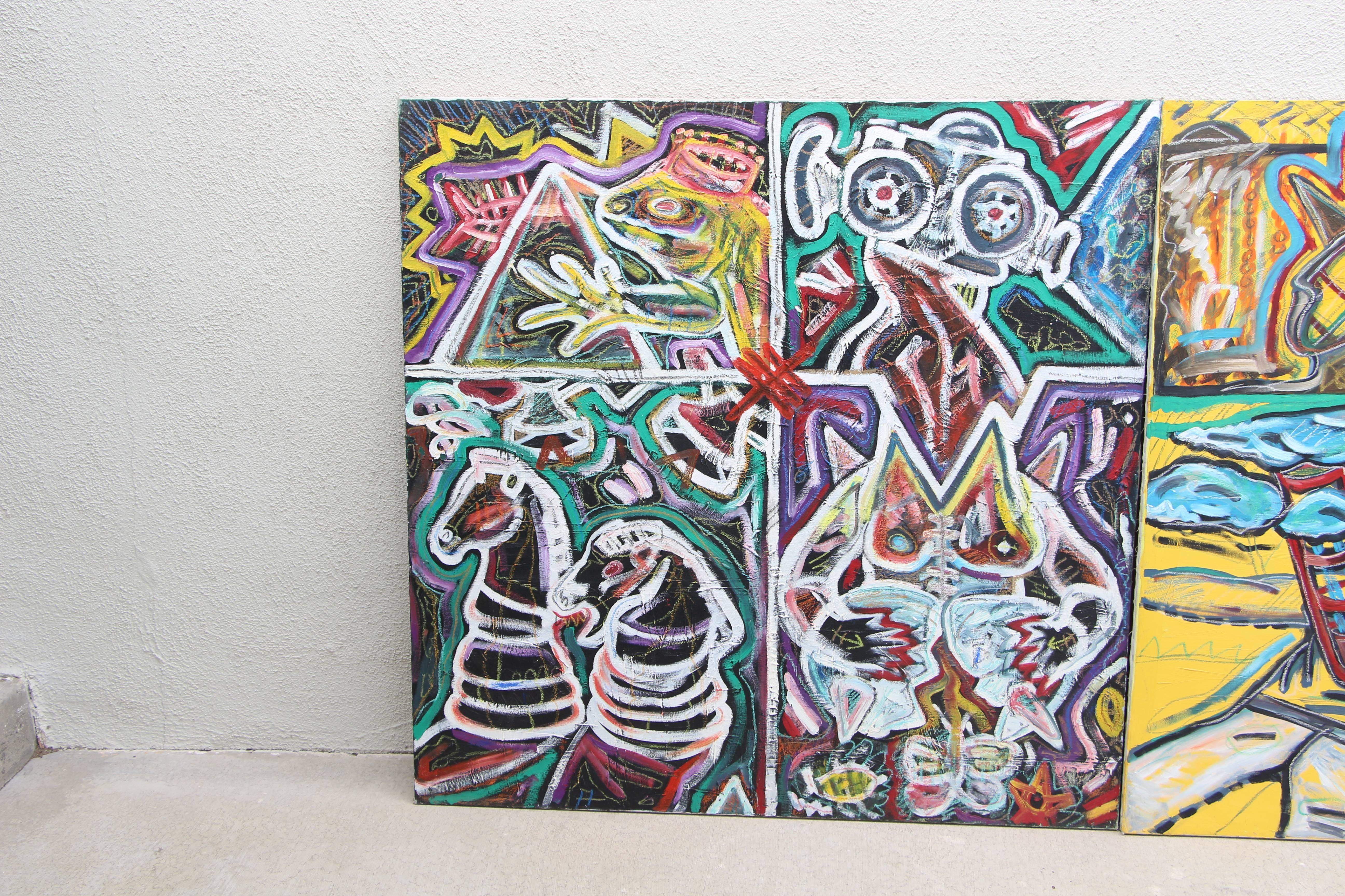 Challenging large triptych Graffiti 3