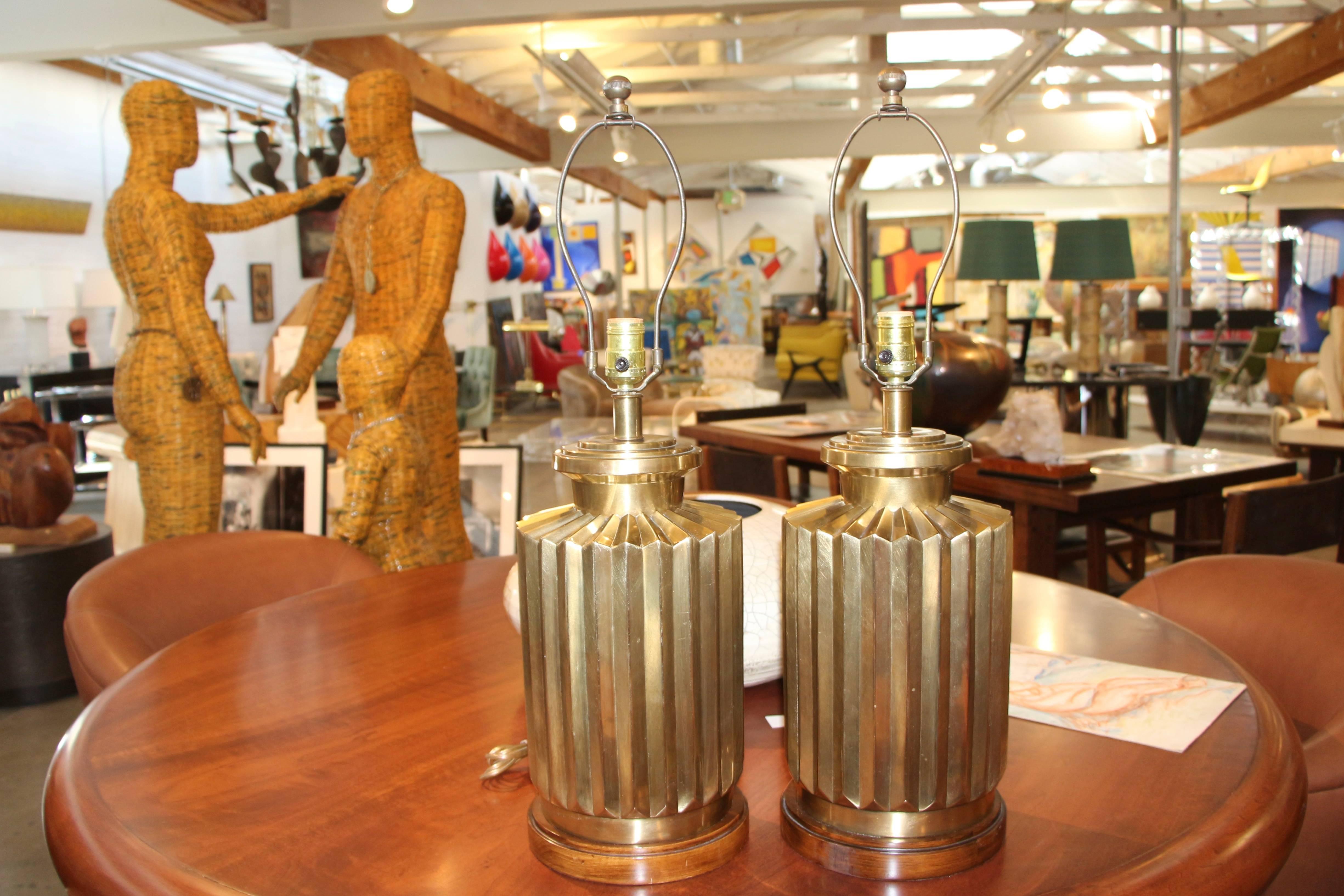 20th Century Vintage Frederick Cooper Brass Lamps