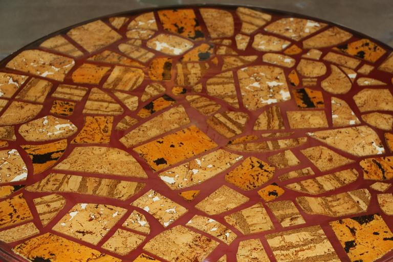 Resin Epoxy Table with Pretty Cork Pieces on Hairpin Legs at 1stDibs