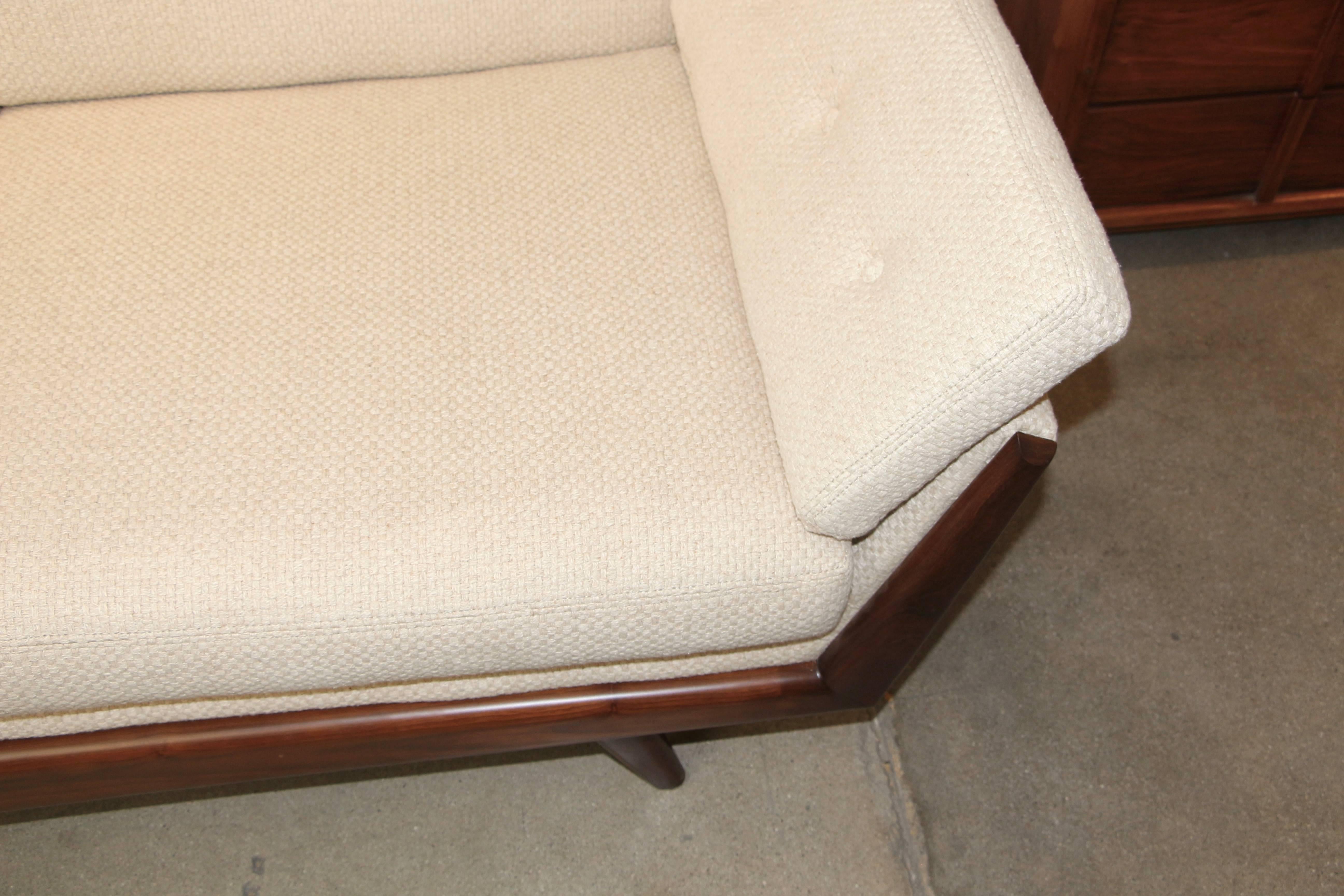 Nice Angled Adrian Pearsall Walnut Trimmed Sofa In Good Condition In Palm Springs, CA