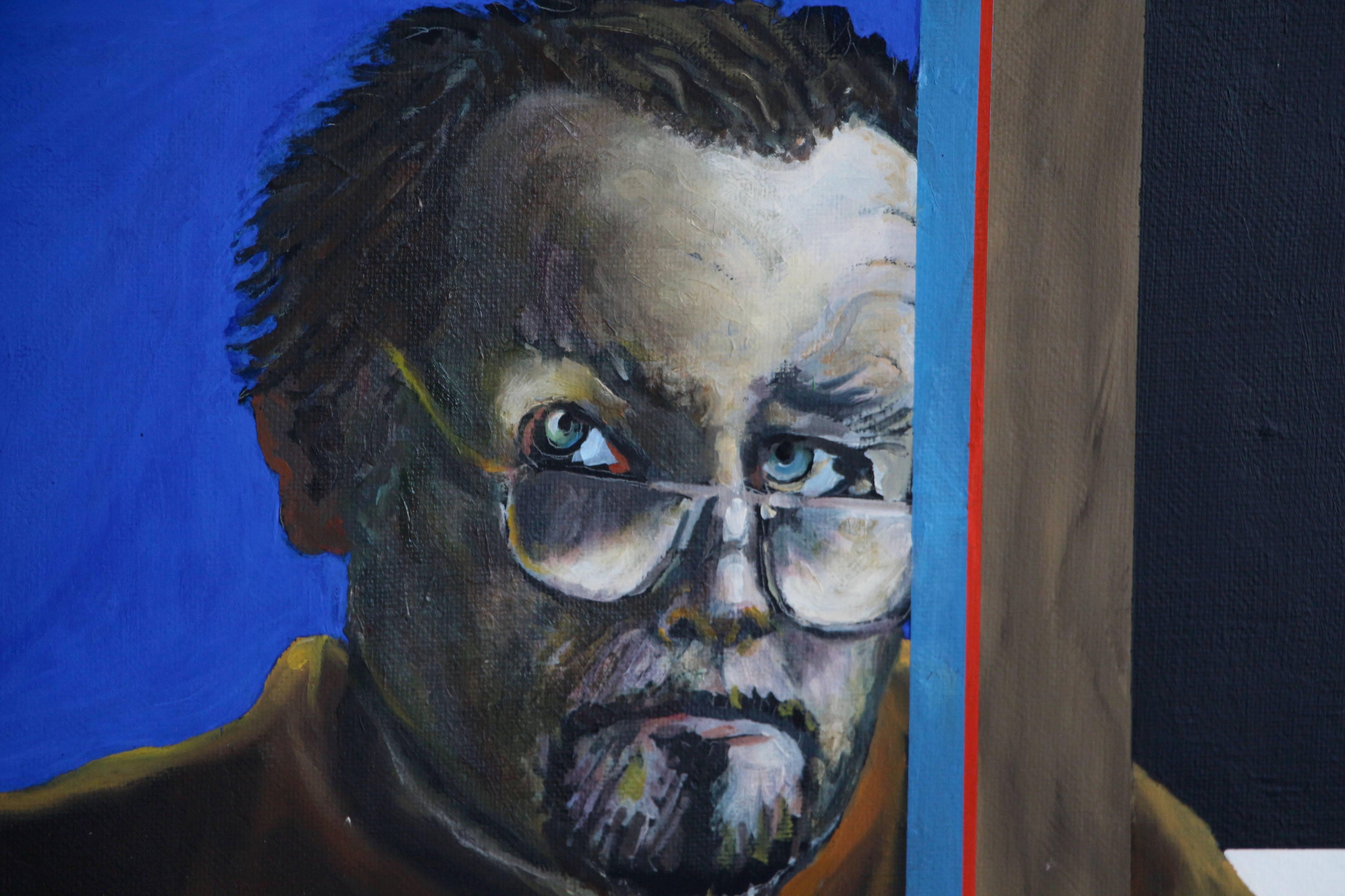 George Dergalis Self Portrait with Oil, 2008 In Good Condition In Palm Springs, CA