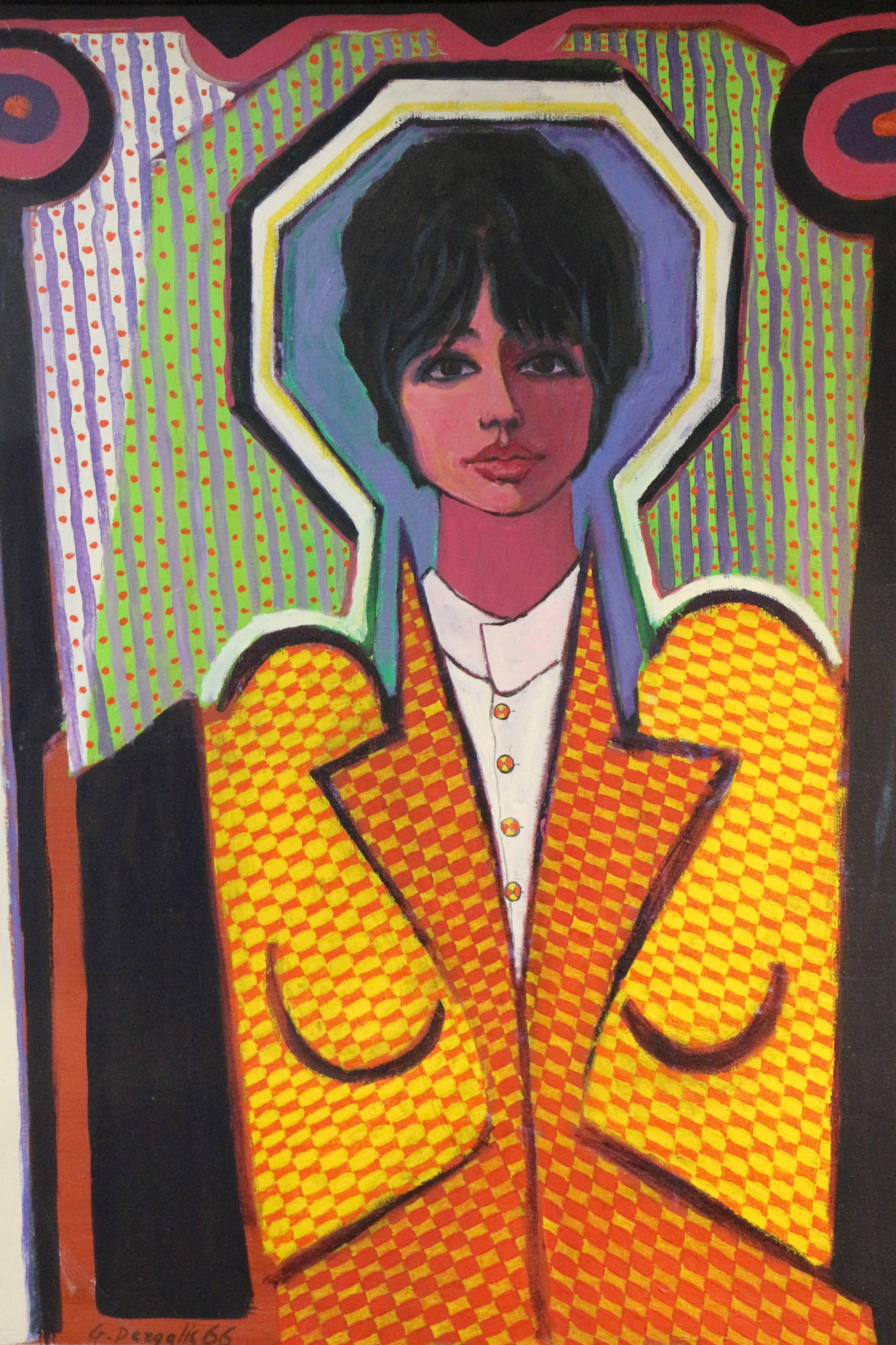 Mid-20th Century Fabulous Pop Art Painting by George Dergalis Dated 1966