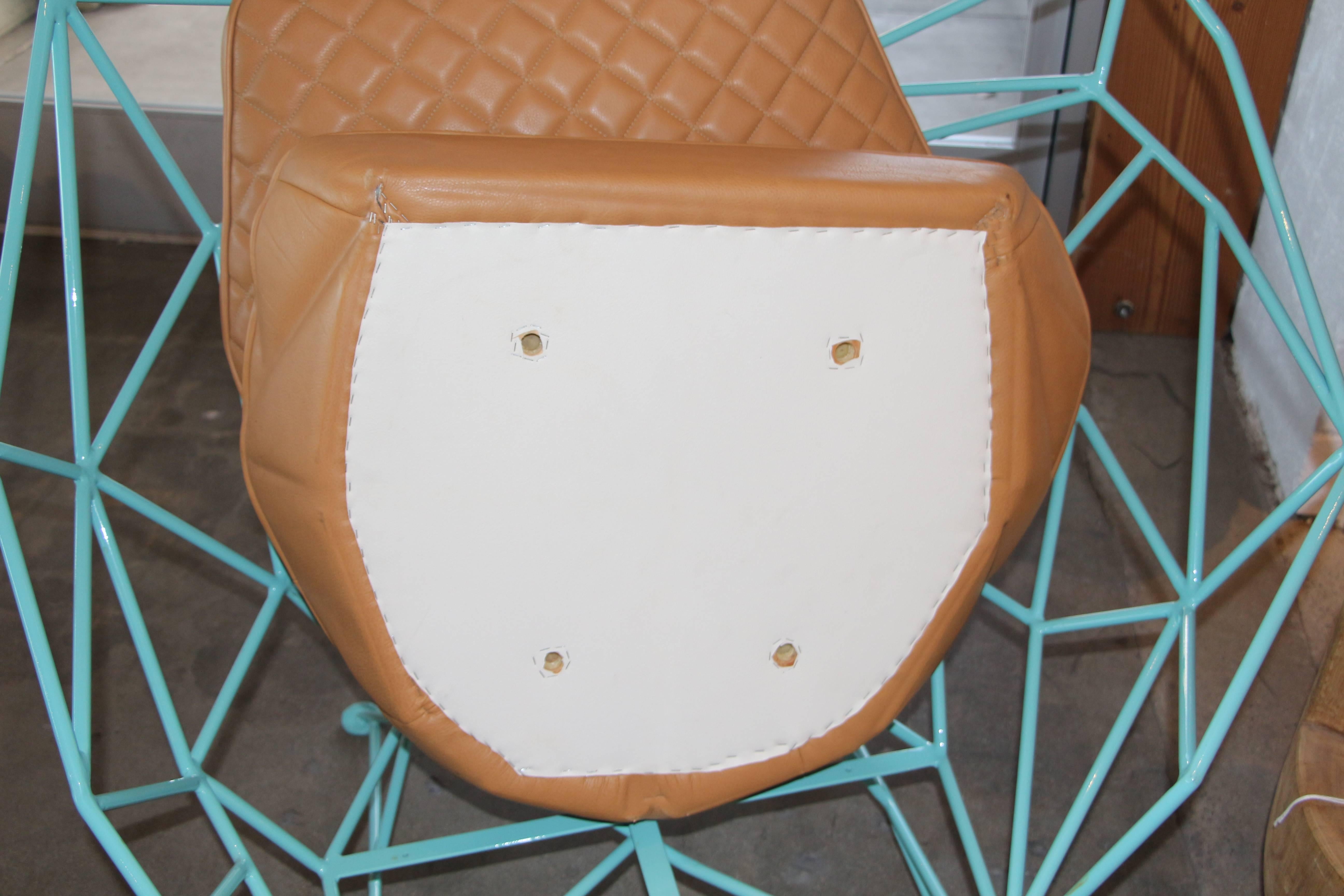 Custom Handmade Powder Coated Chair with Stylized Stitch Detail  Cushions 1