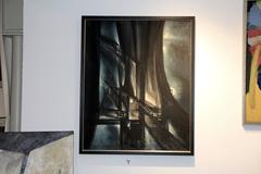 George Dergalis Abstracted Cityscape Night Scene from 1974