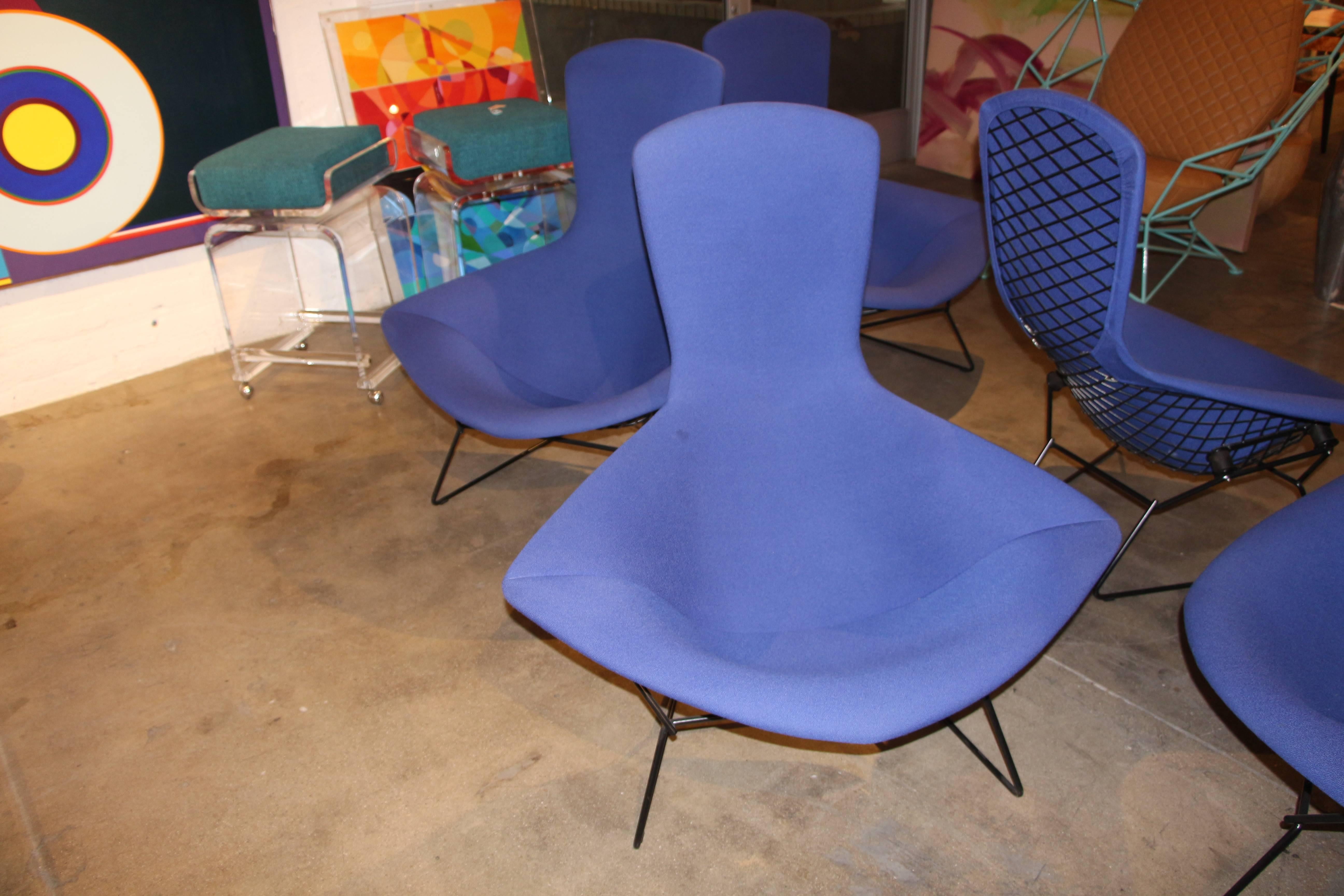 Late 20th Century 3 Harry Bertoia for Knoll Bird Chairs in Periwinkle Blue