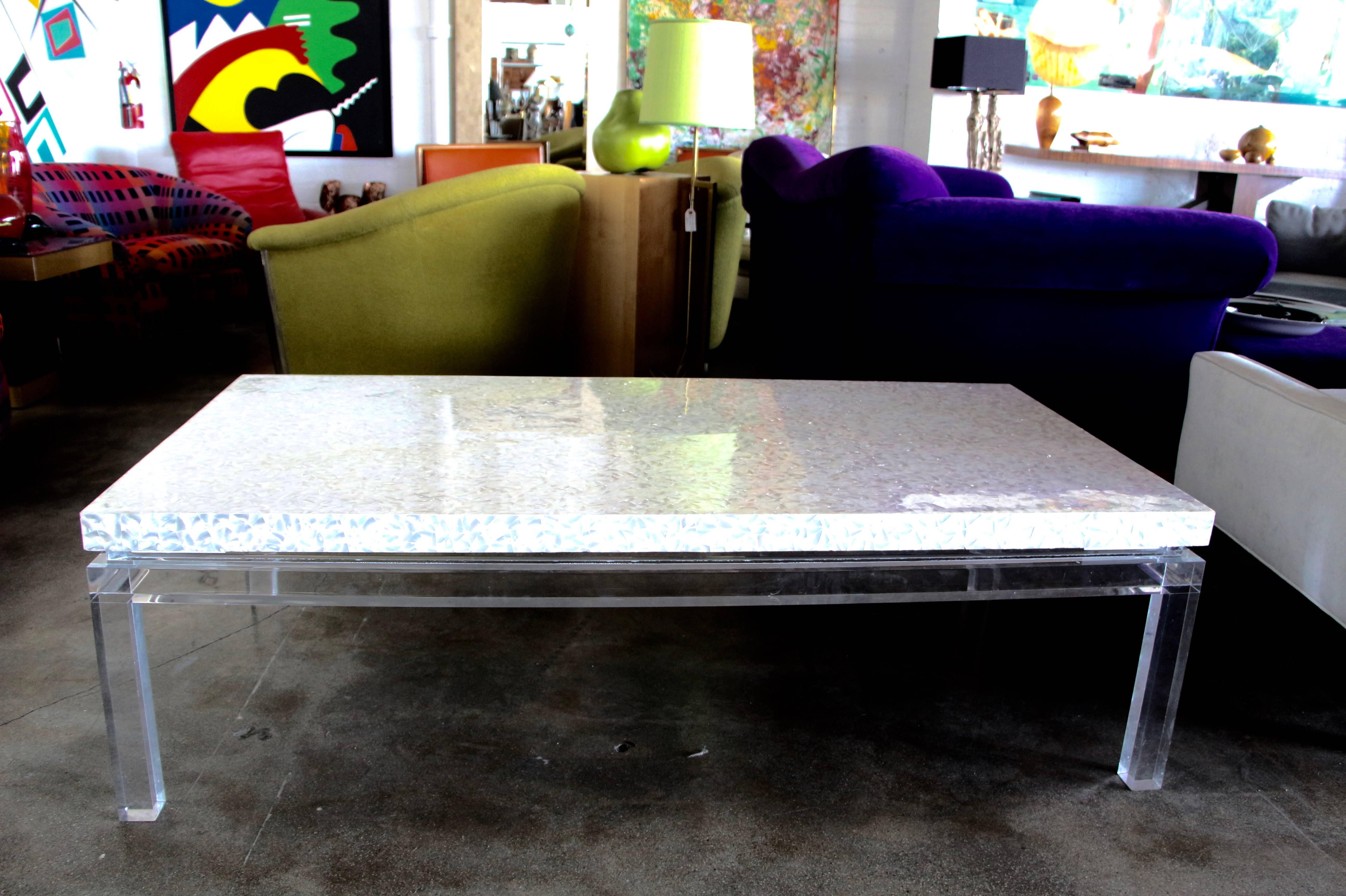 mother of pearl console table