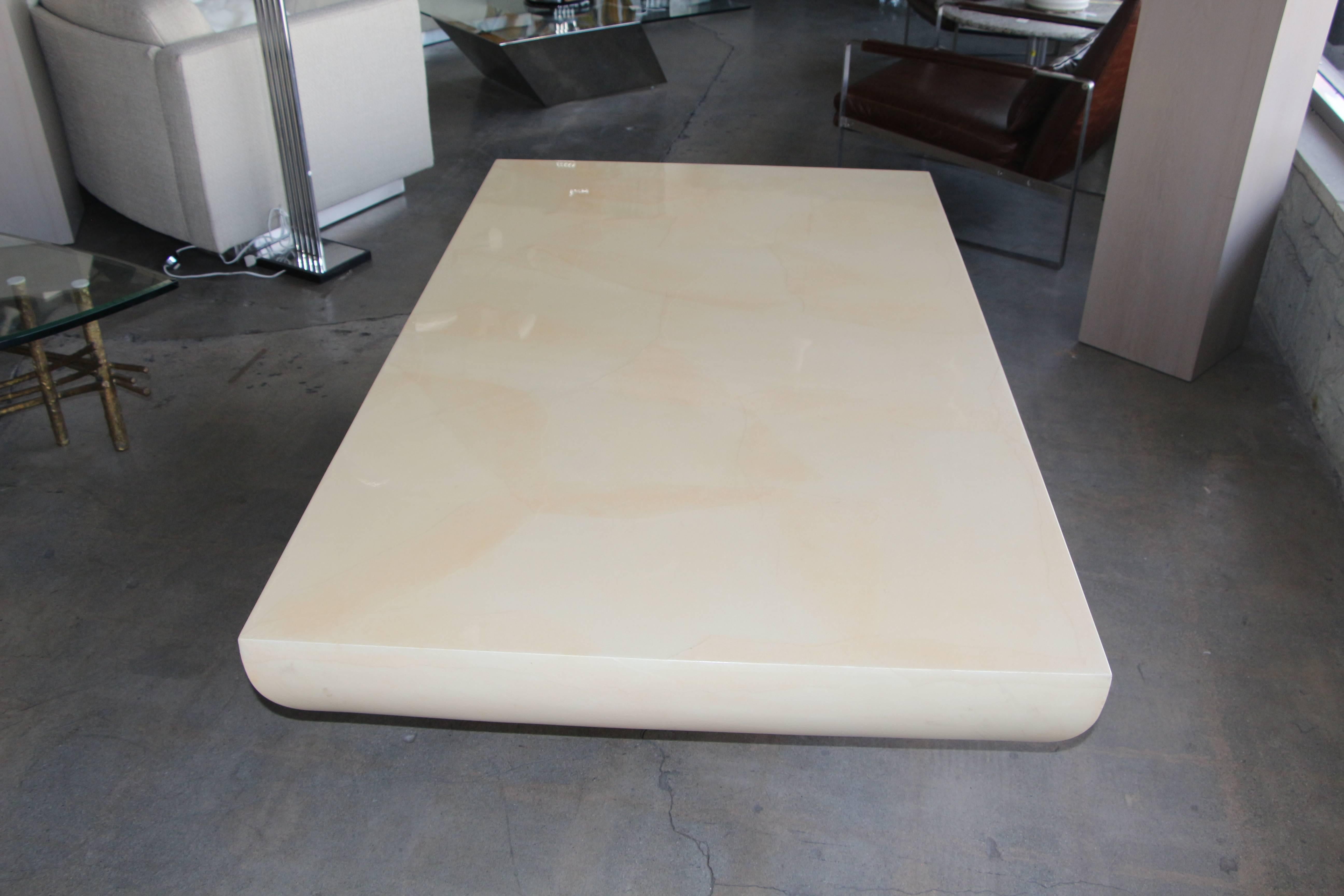 Spectacular Parchment Coffee Table with Brass Base 5