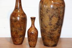 Three Graduated Bronze Vases Patinated with a Great Tortoise Patina