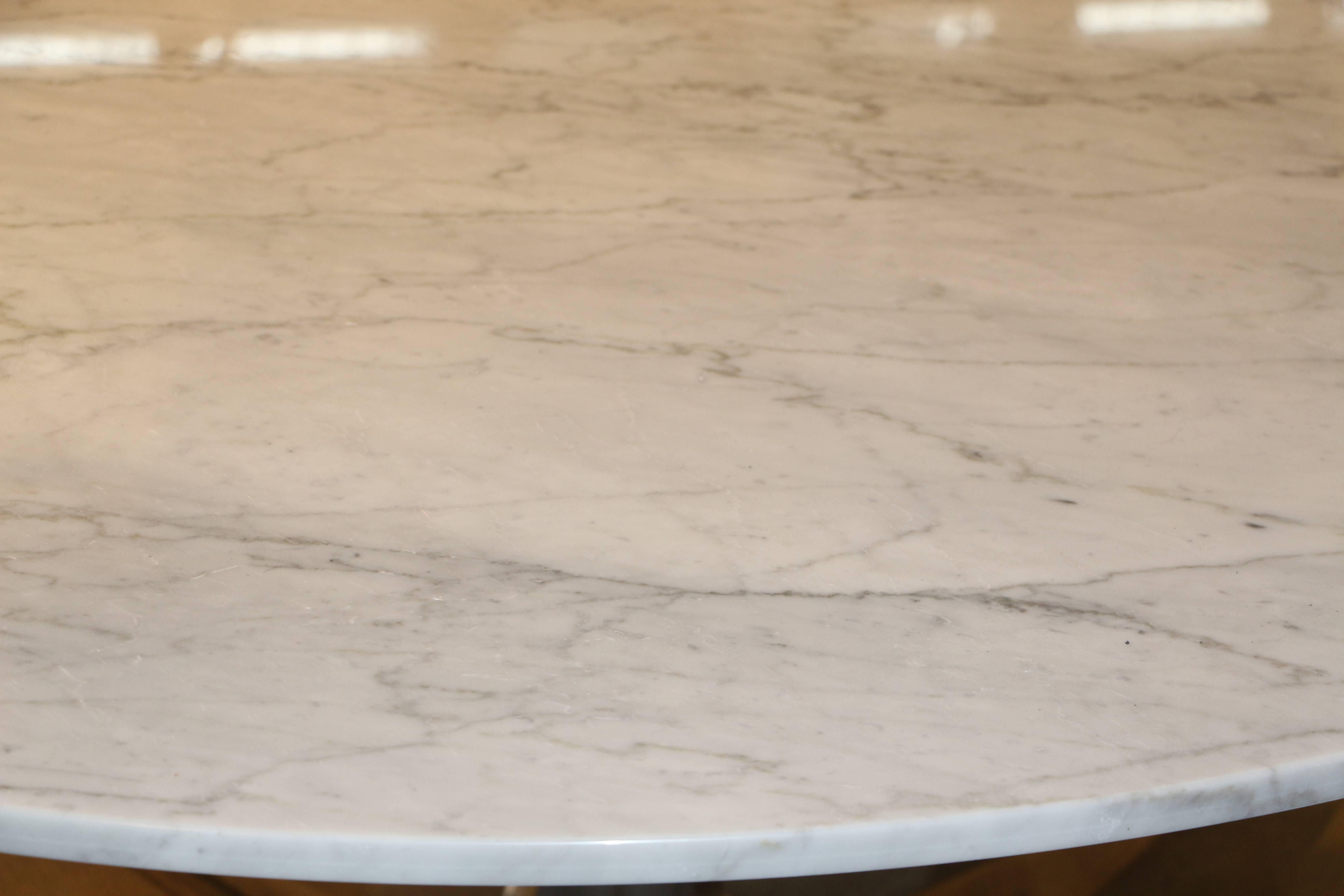 Unusual Solid Aluminium Base Table with a Carrara Marble Top In Good Condition In Palm Springs, CA
