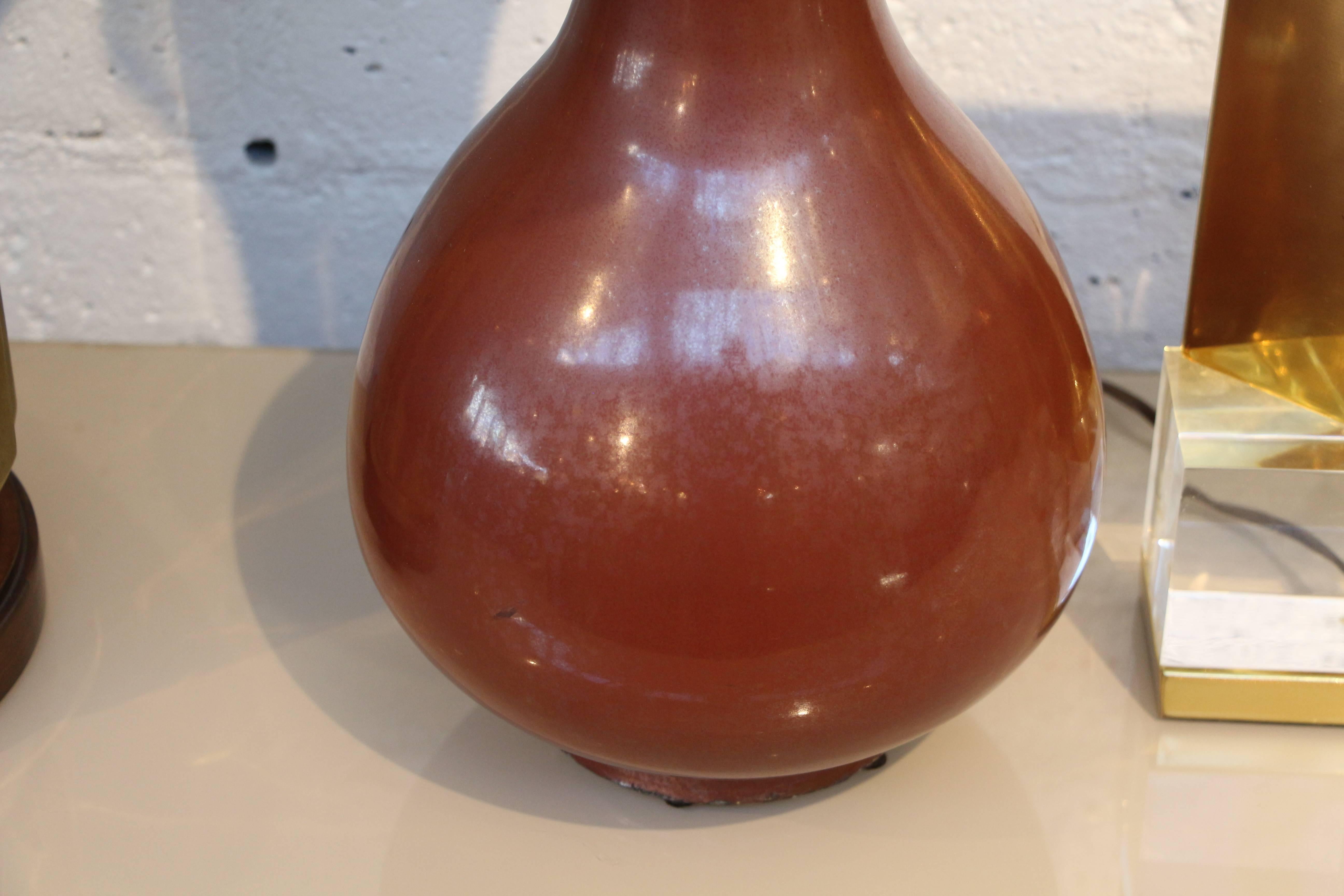 20th Century Steve Chase Retailed Asian Oxide Red Vase For Sale