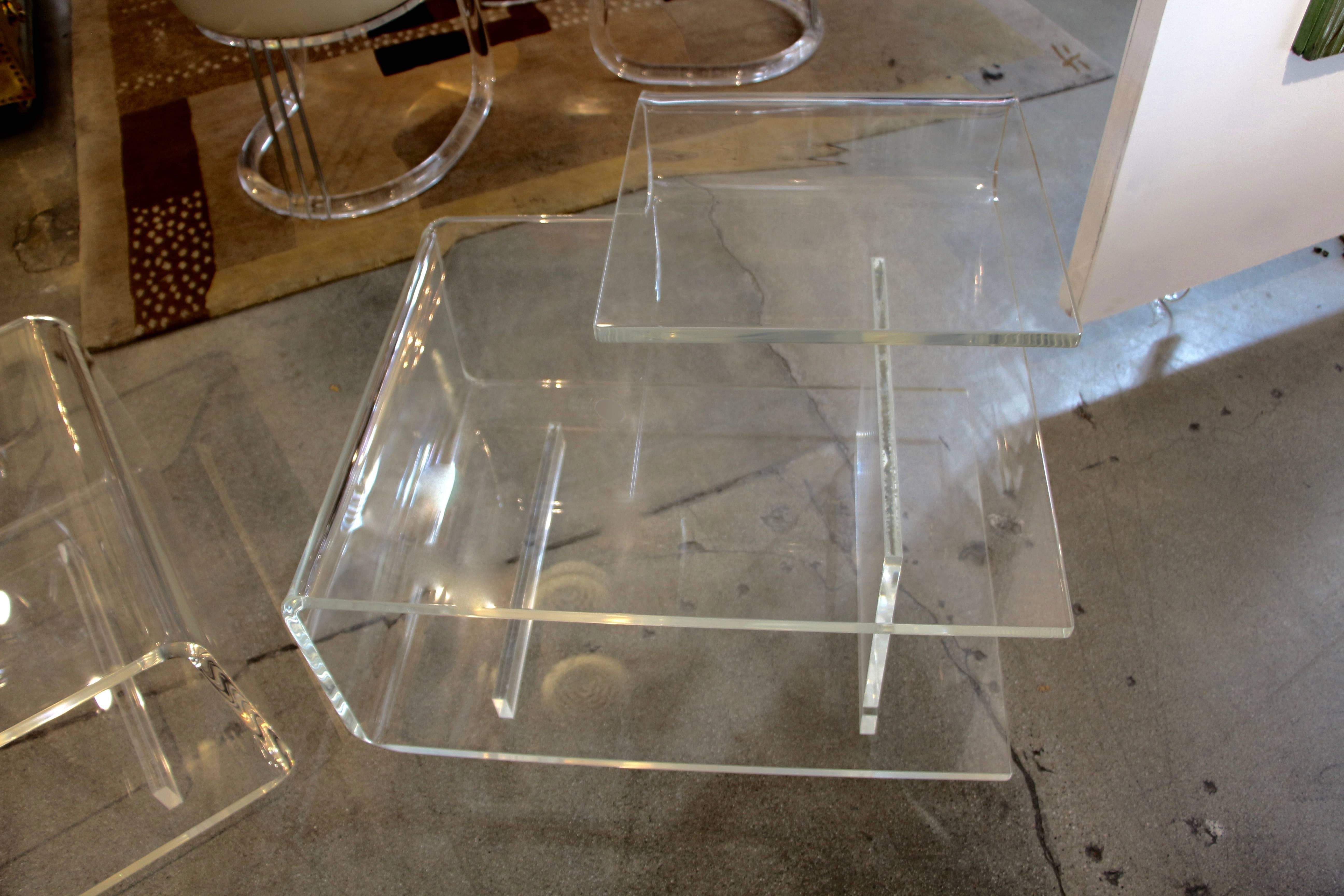 Late 20th Century Unusual Vintage Lucite End Tables or Nightstands