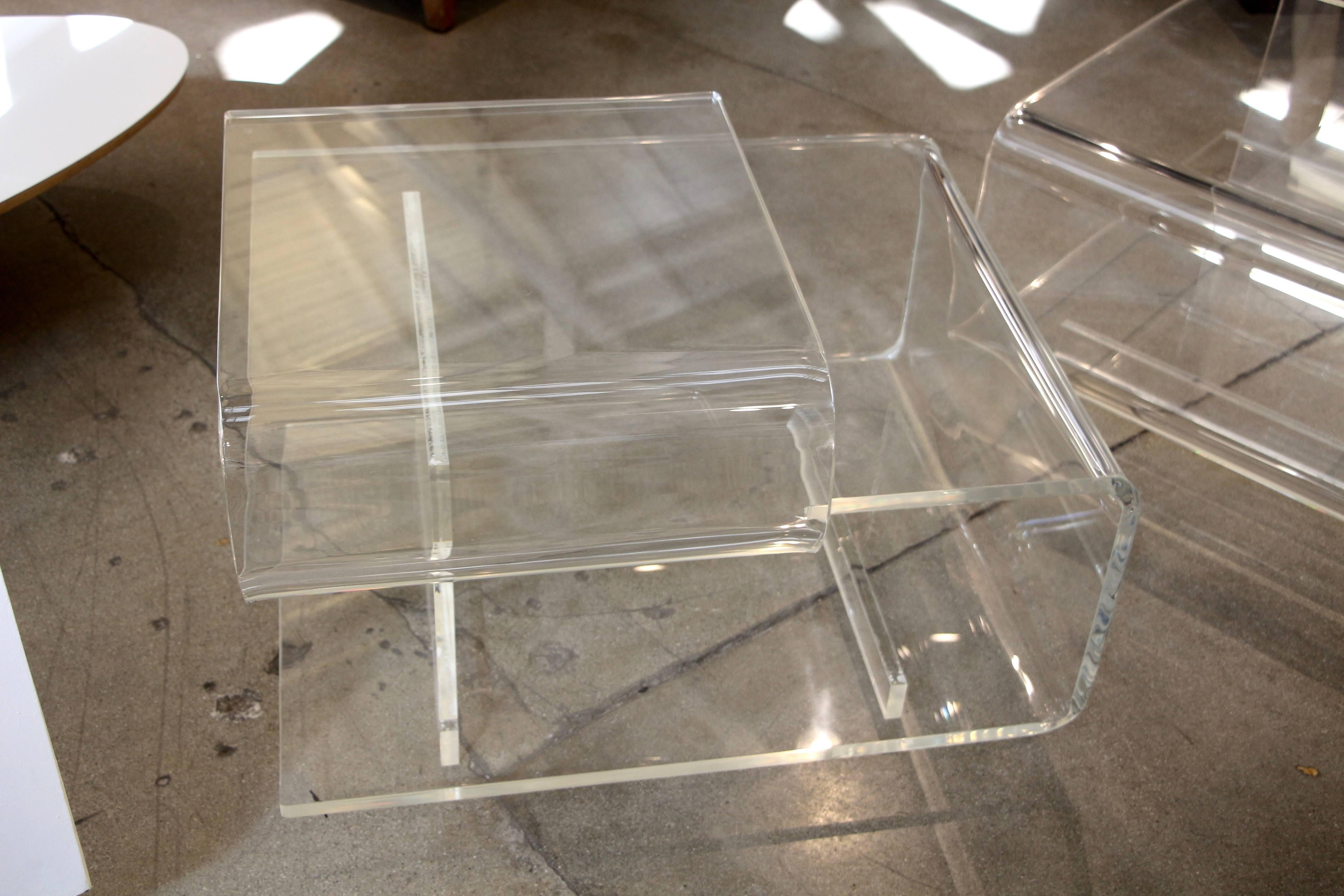 Unusual Vintage Lucite End Tables or Nightstands 2